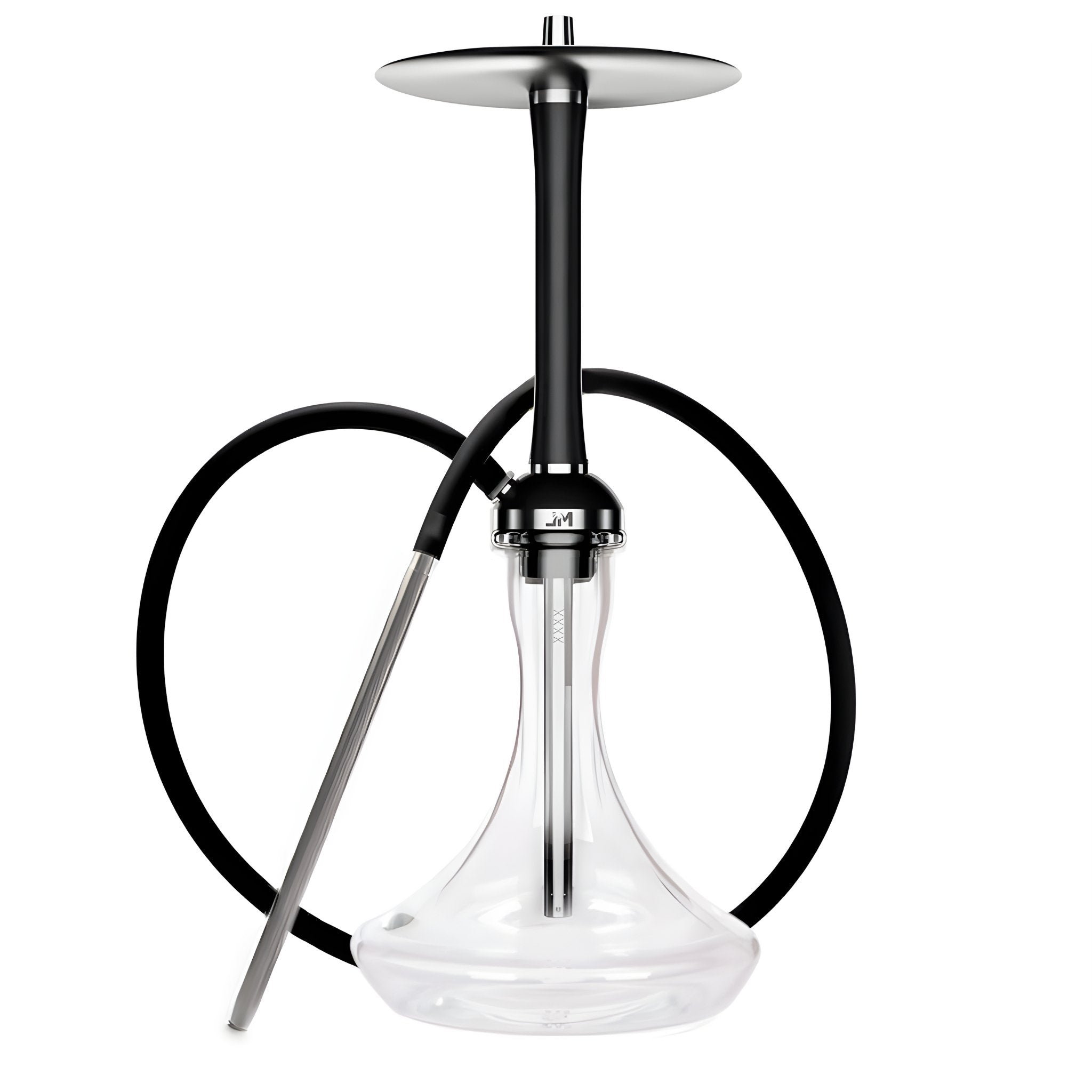 ML Clan Hookah Black Edition with clear glass base and stainless steel parts