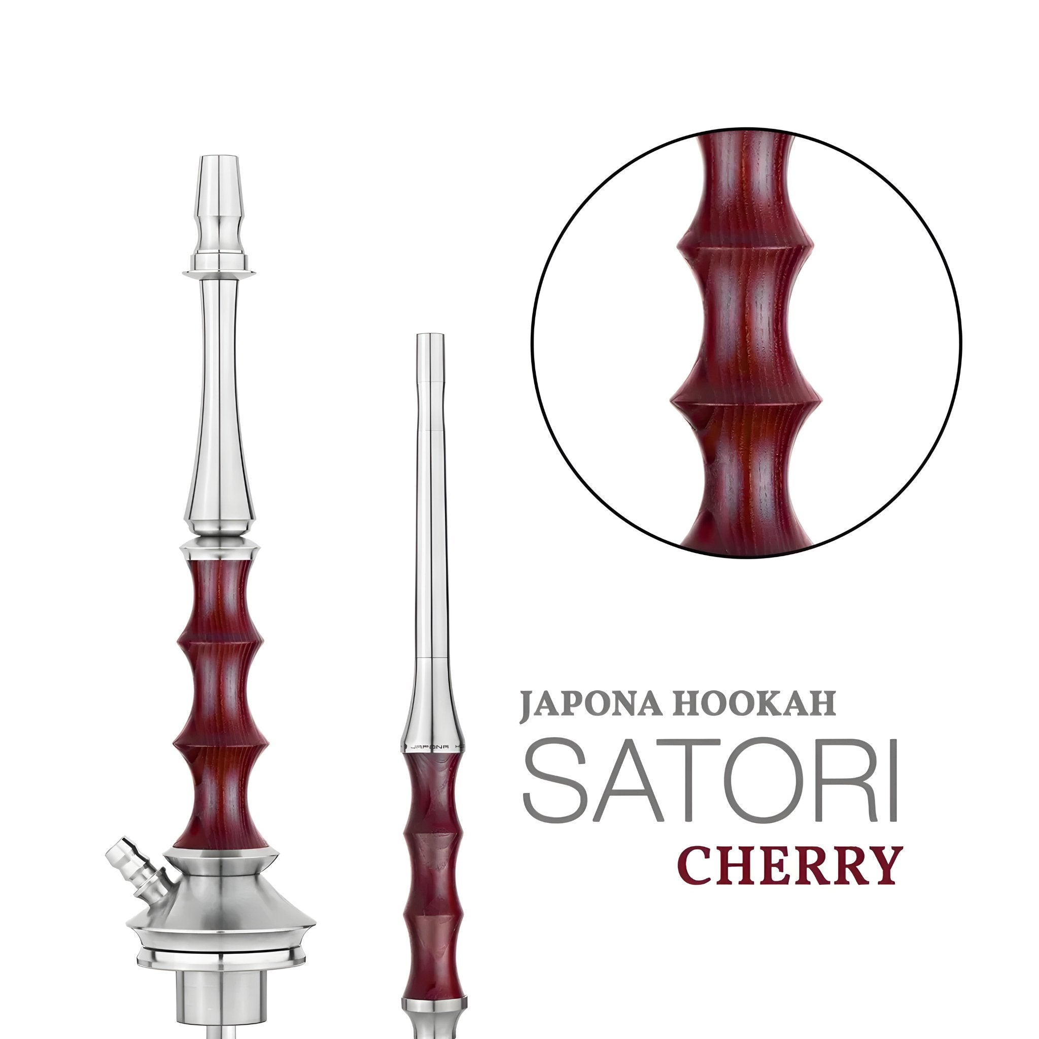 Detailed close-up of Japona Satori Cherry hookah wood shaft