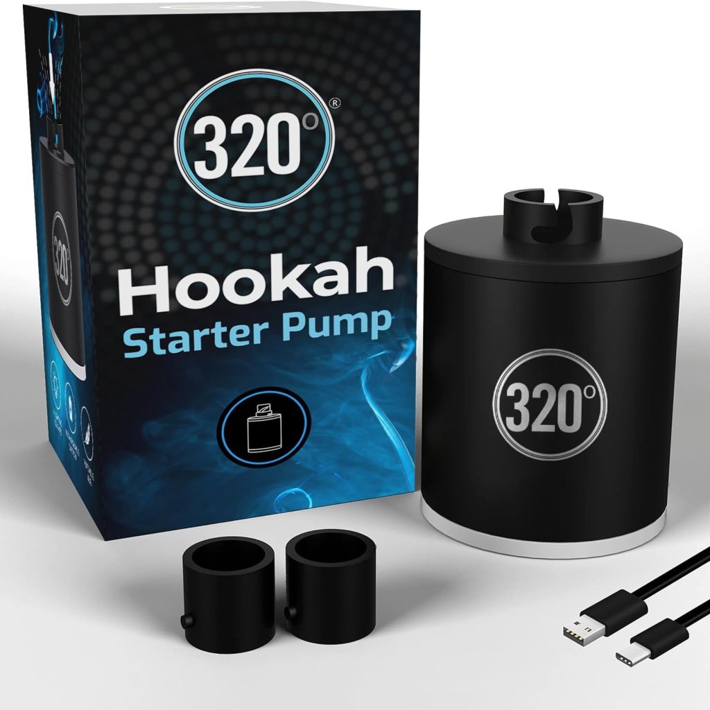 Compact 320° LED electric hookah starter with silicone nozzle