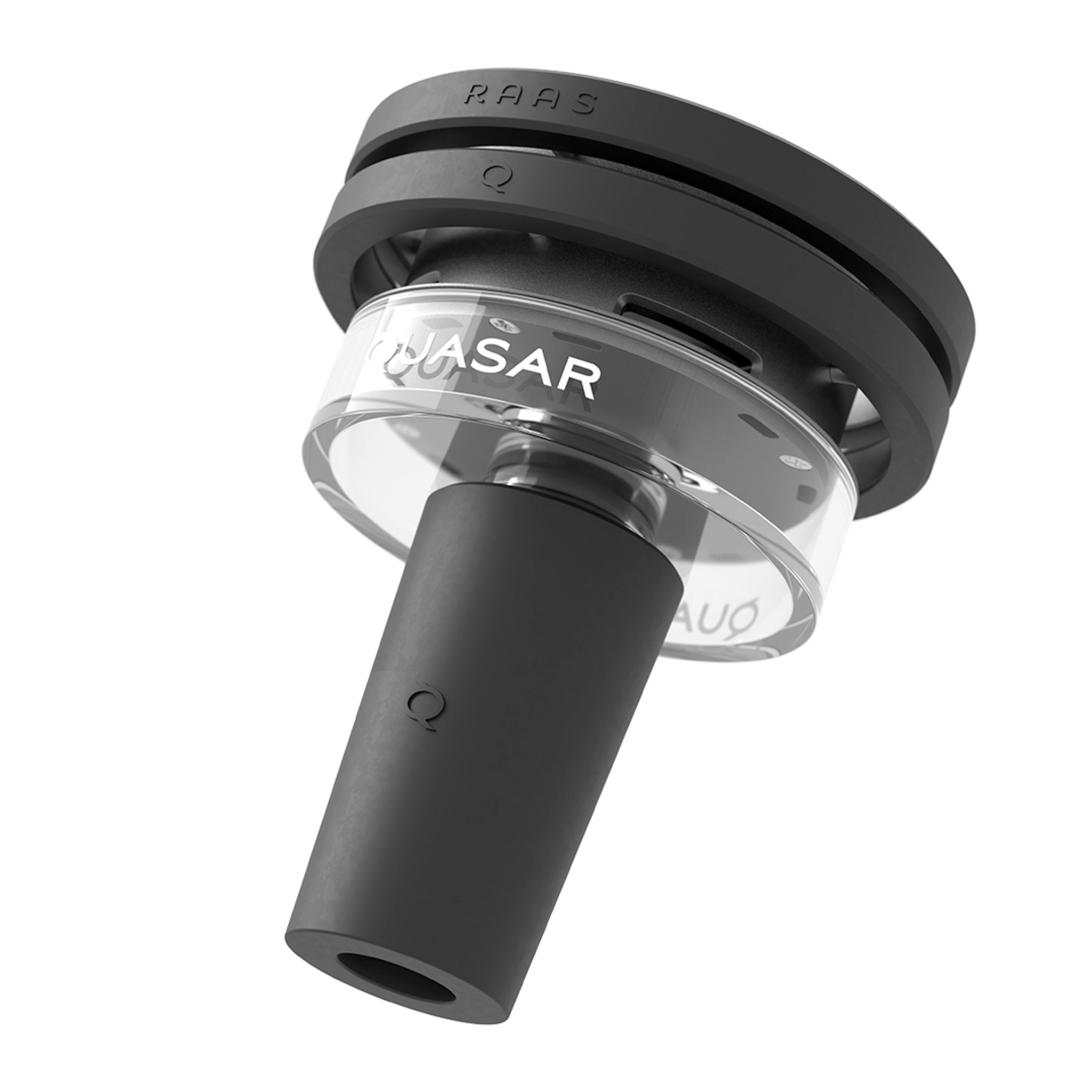 Angled side view of Quasar Raas 2 Hookah Heating System showcasing its sleek, modern design
