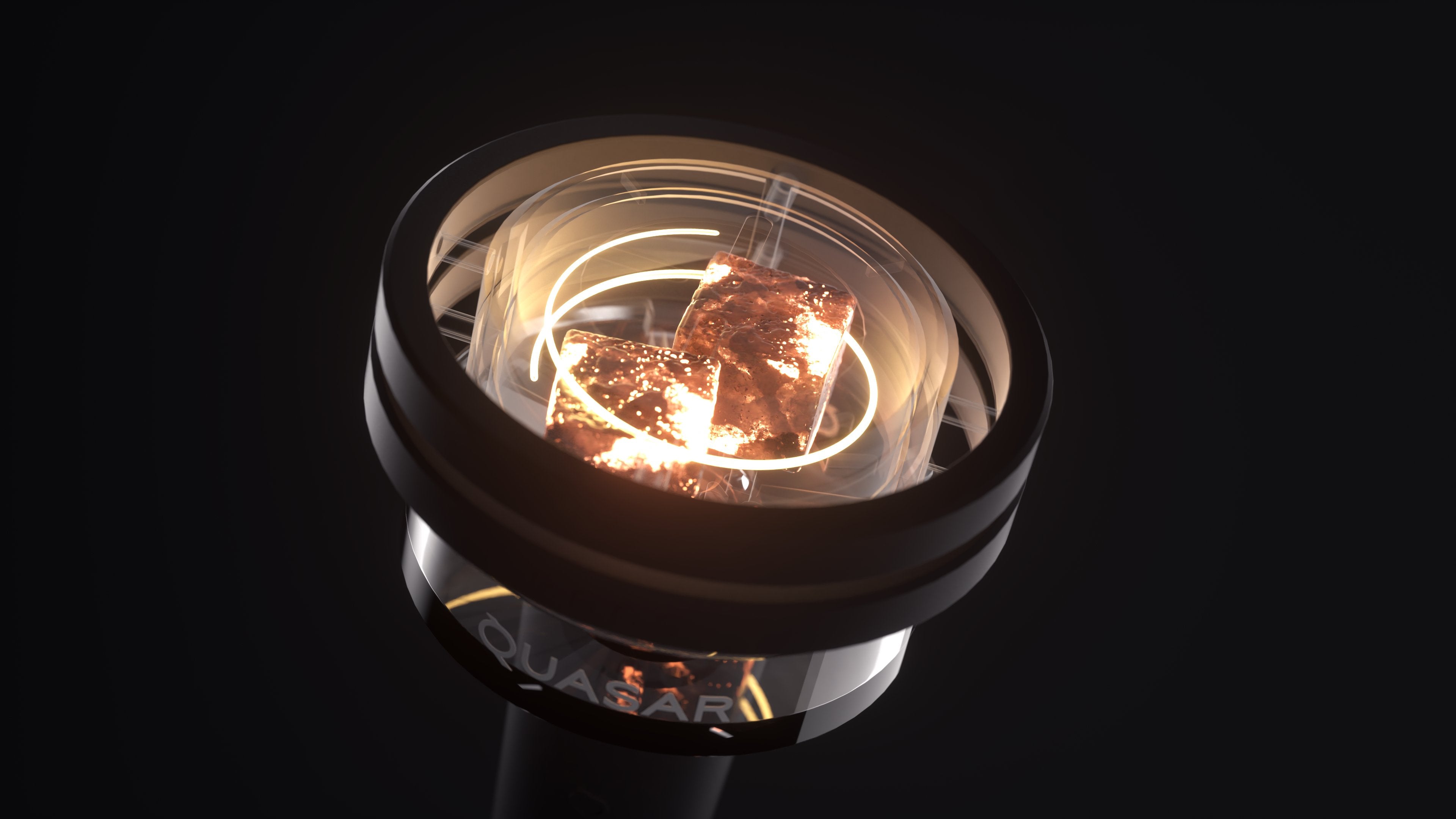 Top view of Quasar Raas 2 with glowing coals, showing the system's efficiency
