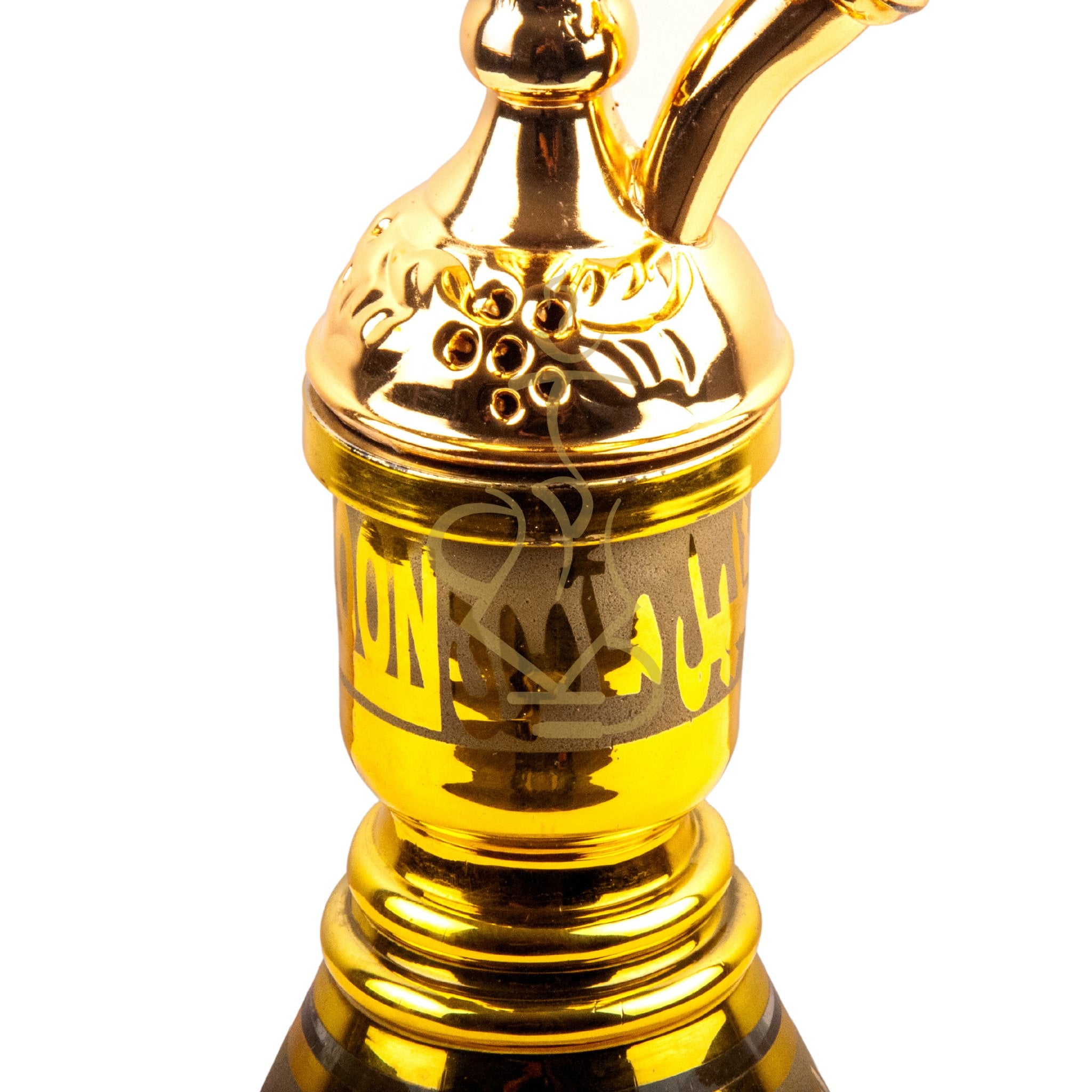 Detailed view of the Khalil Mamoon Ice Eidco Gold 21" Hookah hose port and connection point.