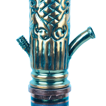 Close-up of Khalil Mamoon Ice Dana Black Oxide Shisha base with brand engraving