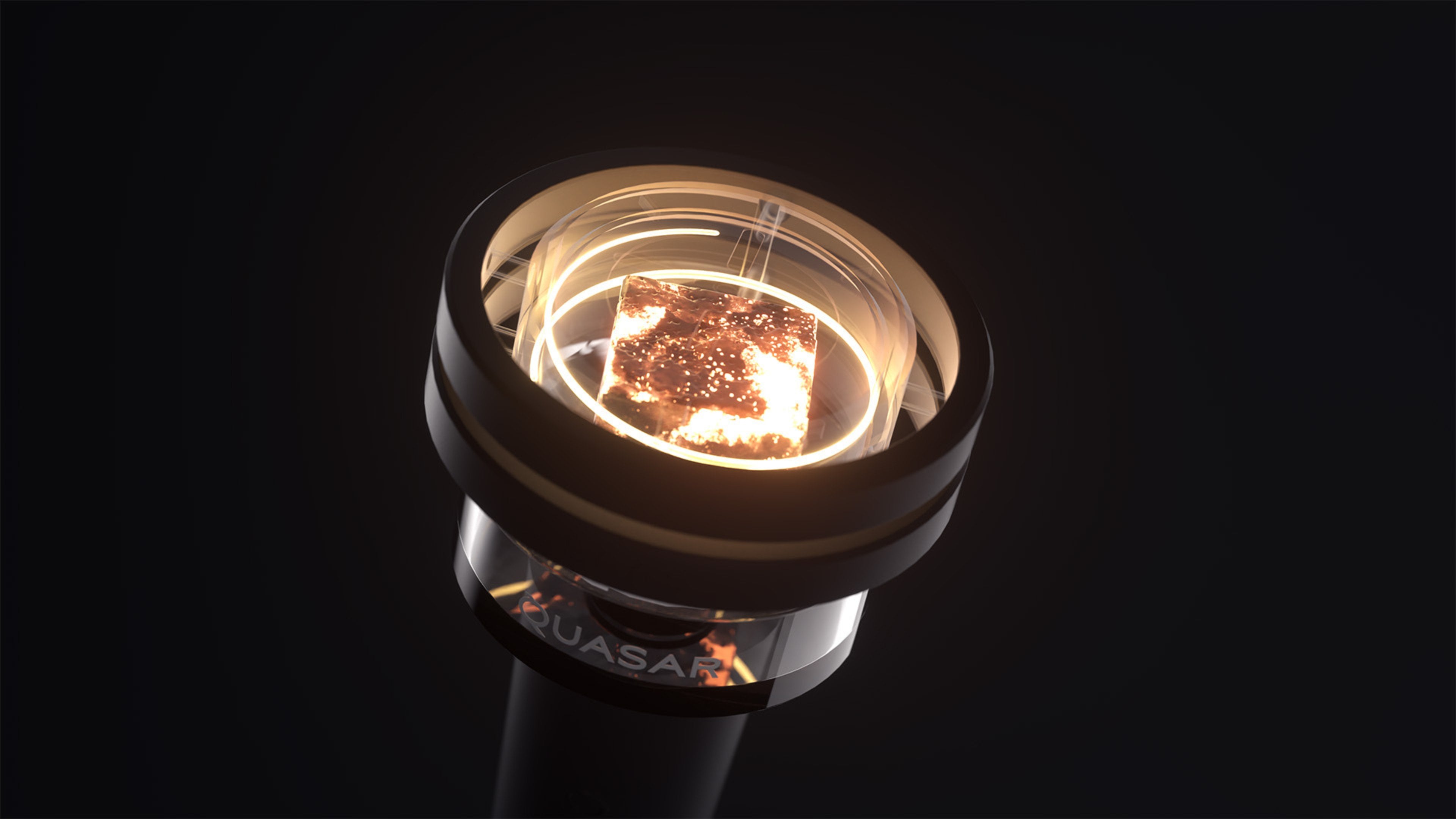 Top view of Quasar Petit Raas 2 with glowing coals, emphasizing compact bowl efficiency
