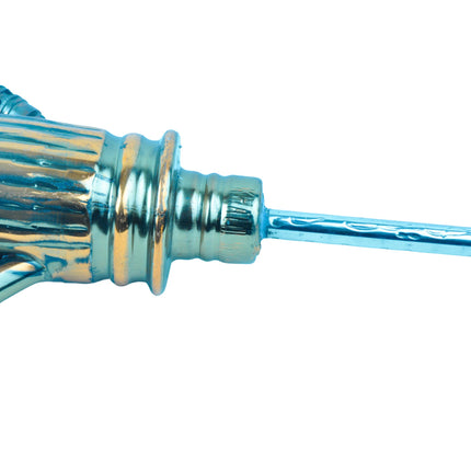 Vertical view of Khalil Mamoon Ice Dana Black Oxide Shisha stem with detailed carvings