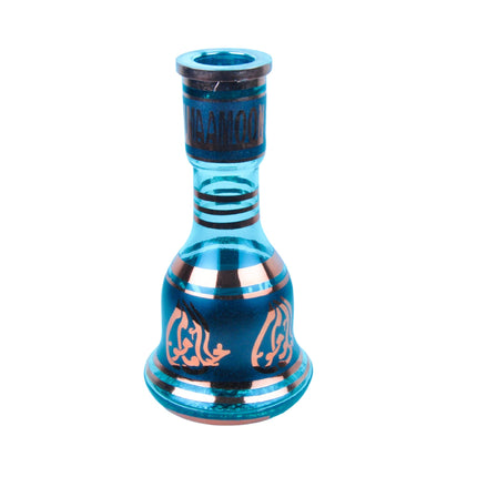 Full view of Khalil Mamoon Ice Dana Black Oxide Shisha base showing detailed artwork