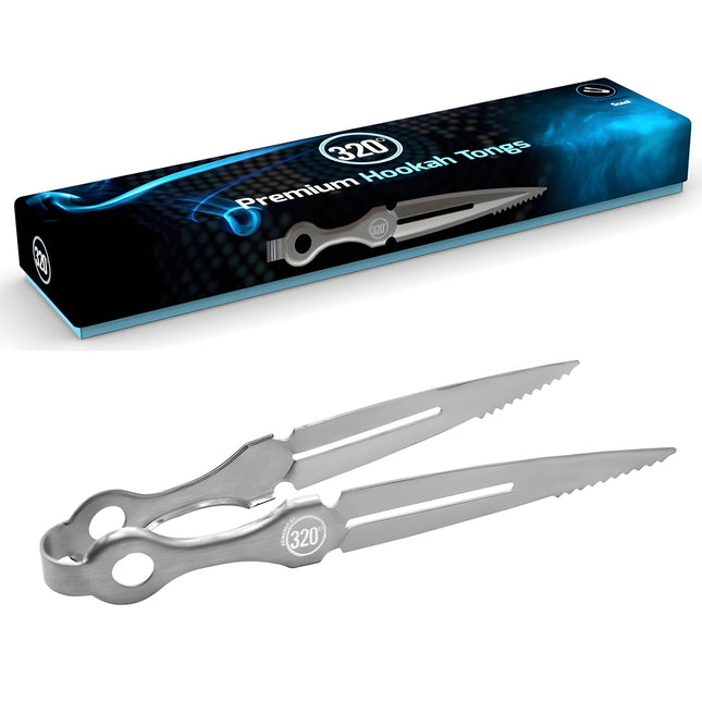 320° Premium Shisha Tongs - Silver
