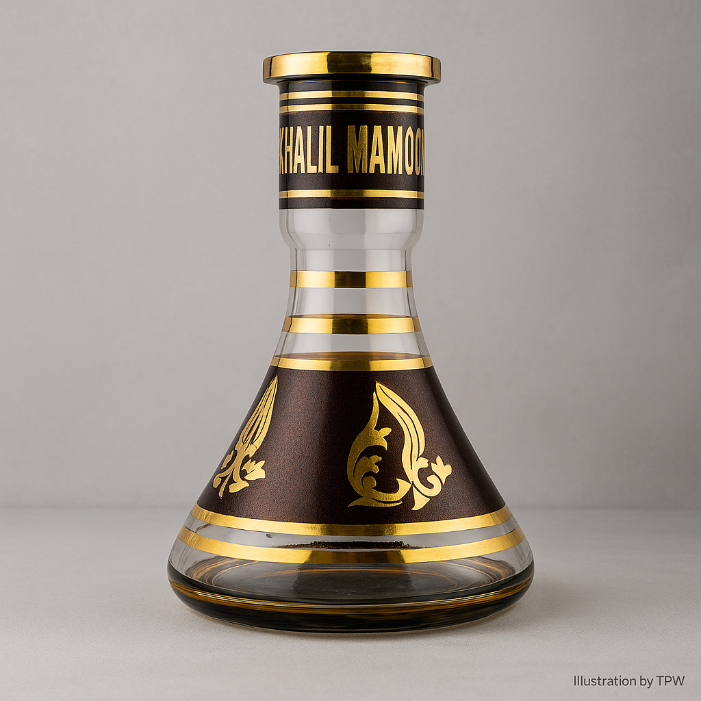 Khalil Mamoon 30cm Black & Gold Hookah Base – KM Large Neck 3