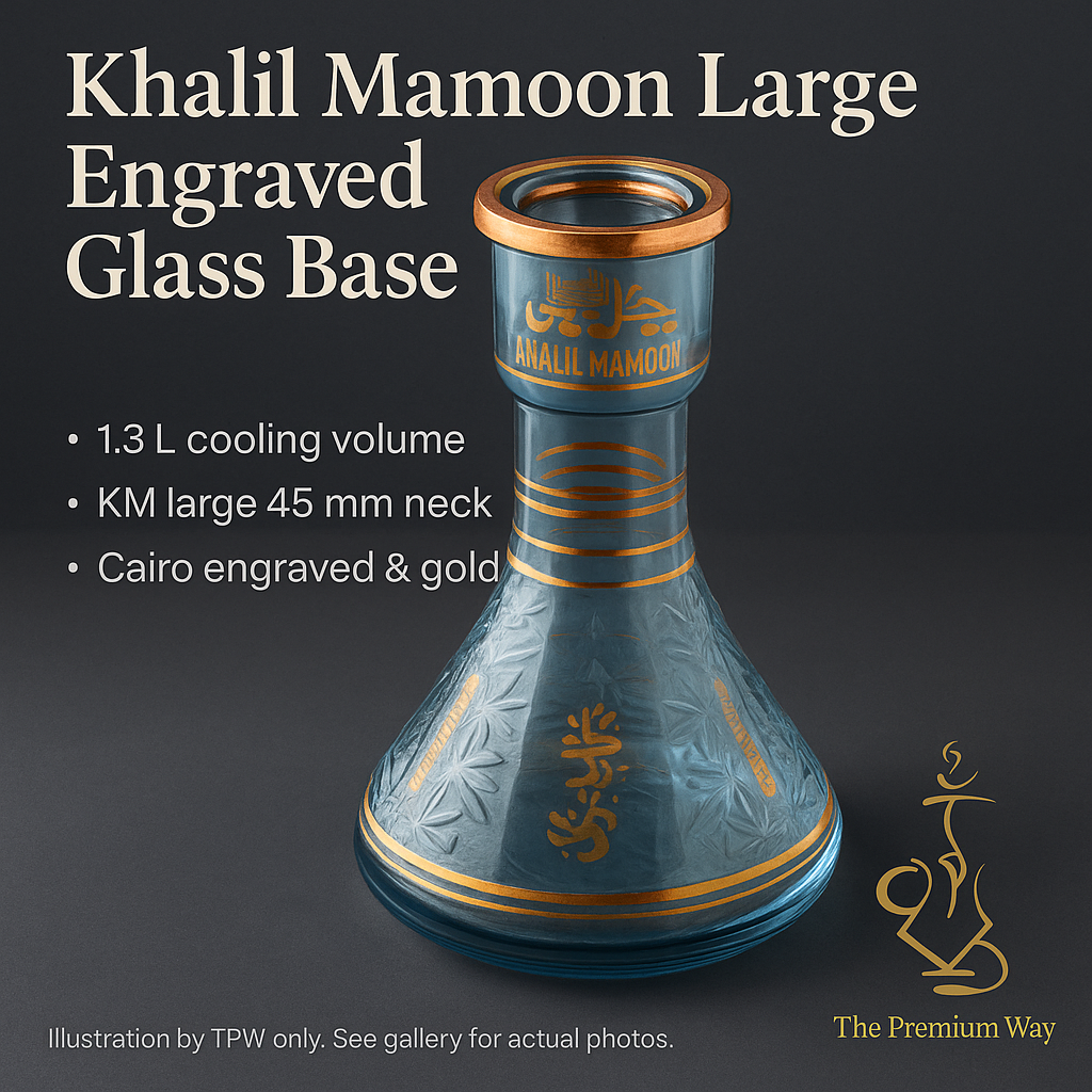 Khalil Mamoon 30 cm Vase – Engraved Glass, Gold Bands