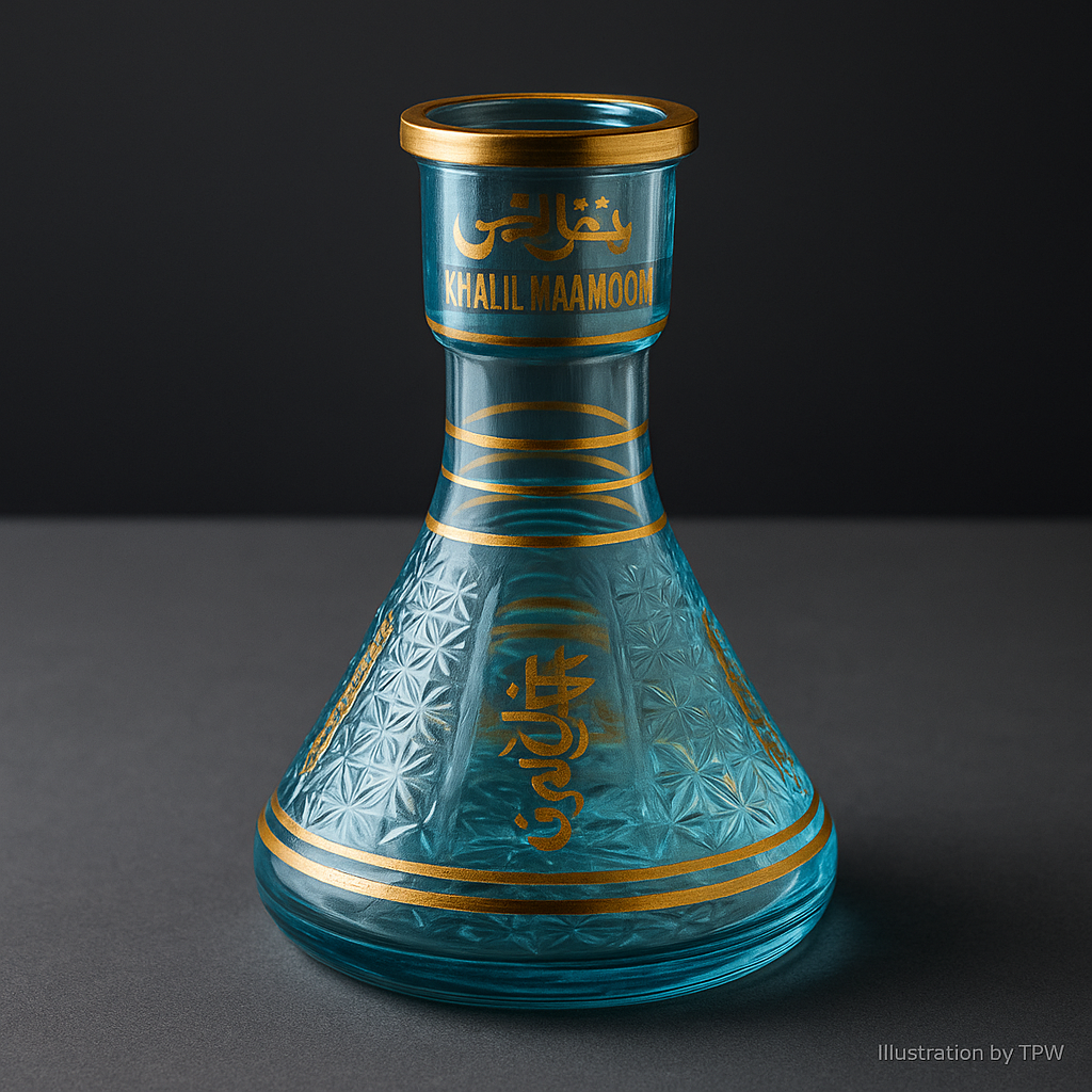 Khalil Mamoon 30 cm Vase – Engraved Glass, Gold Bands 3