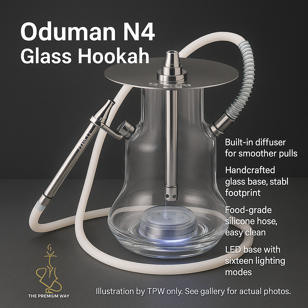 Oduman N4 Shisha – Handcrafted Glass, Stainless & LED