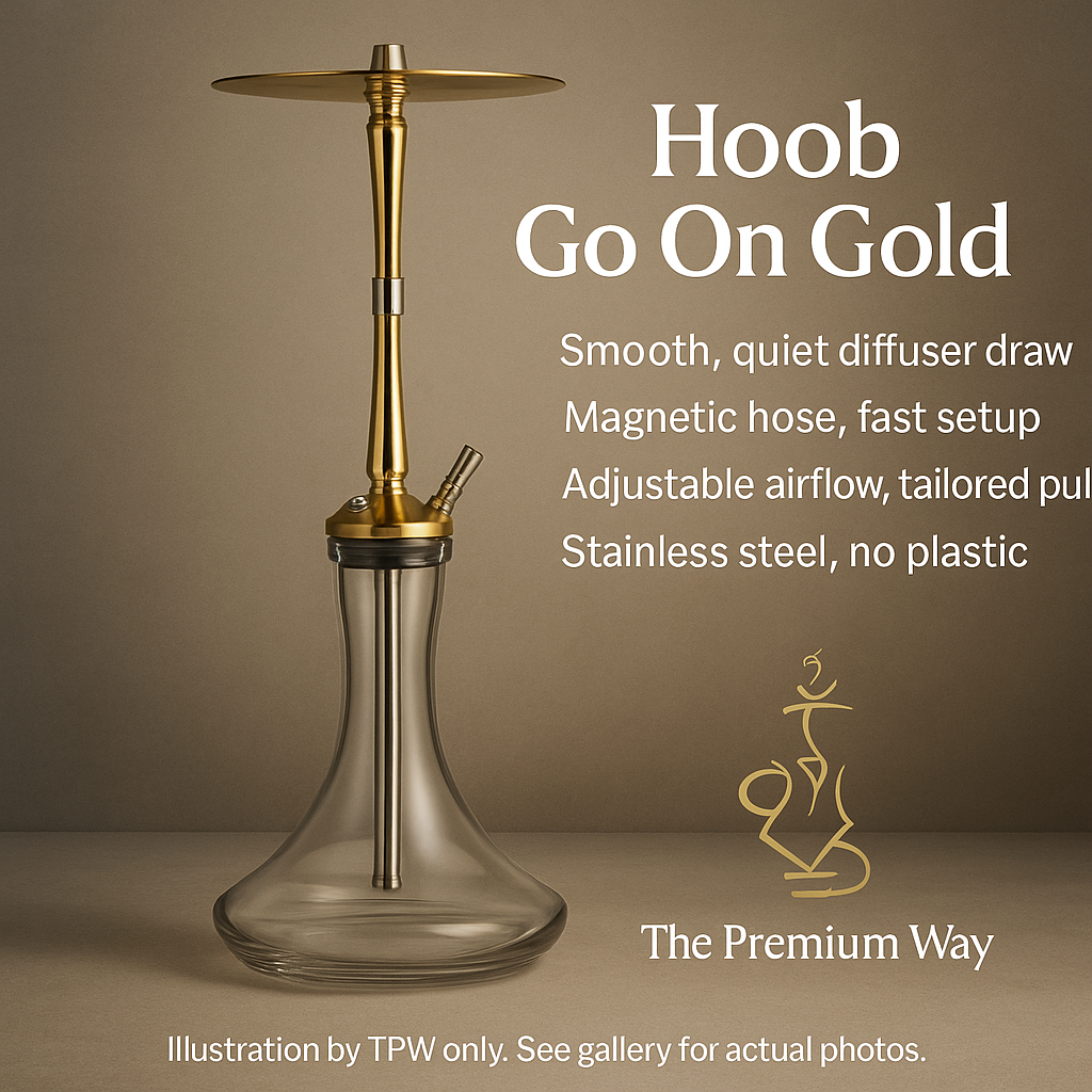 Hoob Go On Gold – Magnetic Hose, Diffuser, 49 cm Modern Hookah