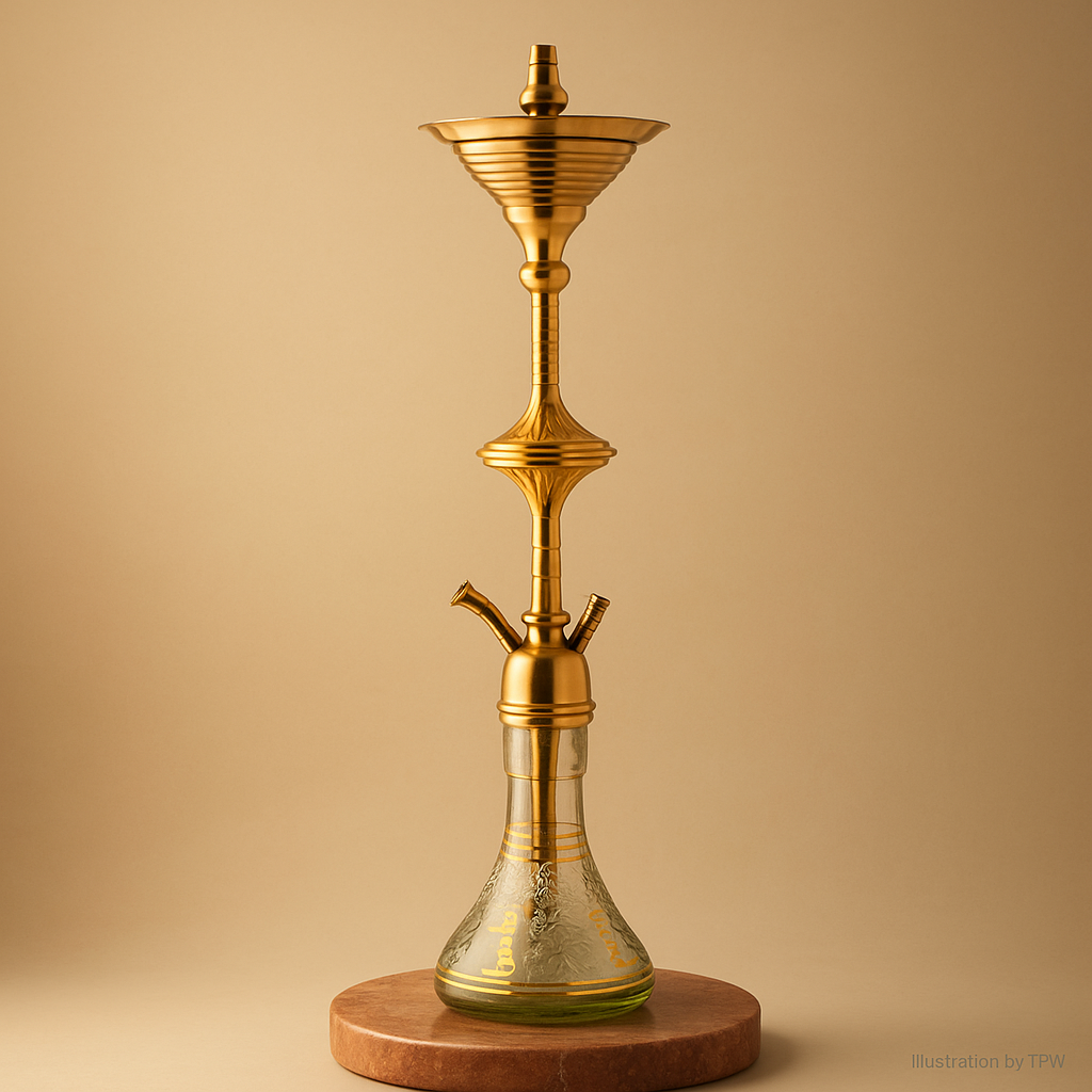 Khalil Mamoon UFO Hookah – 95 cm, Gold Finish & Wide-Bore Pull