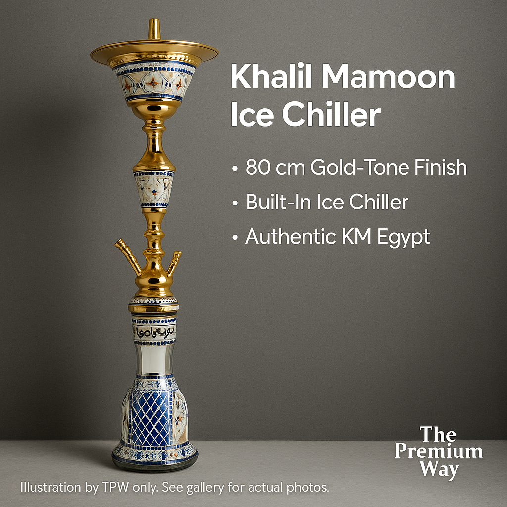 Khalil Mamoon Gold Ice Chiller Hookah – 80 cm Wide-Bore