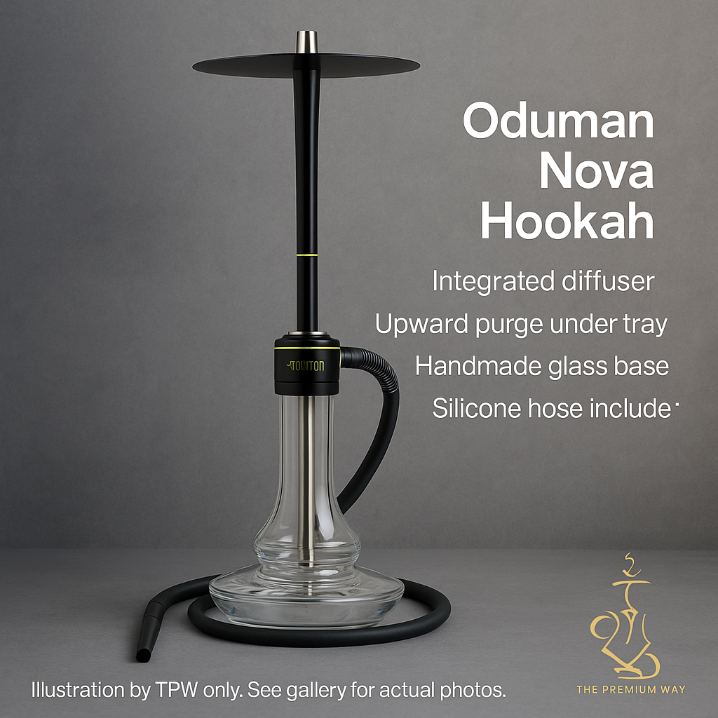 Oduman Nova Shisha – 55 cm Clear Glass, Black Body