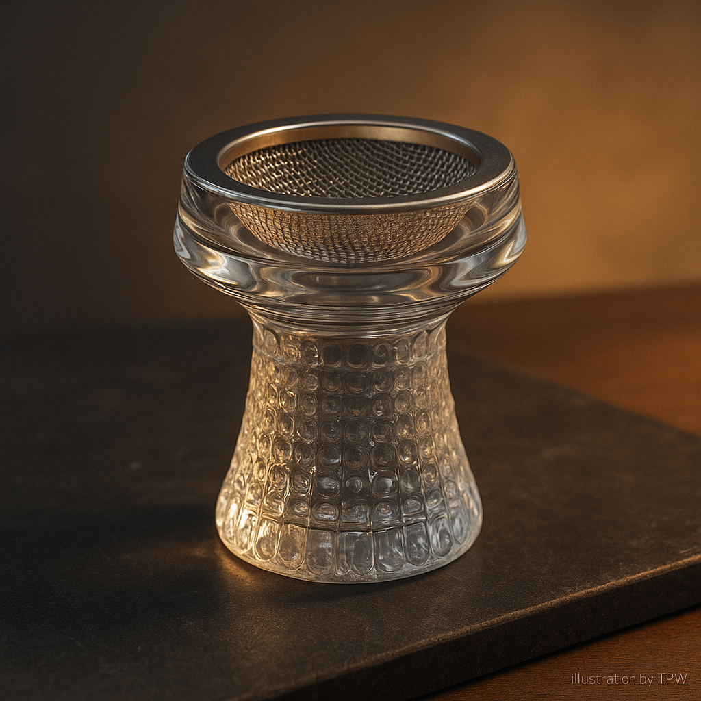 Crystal Glass Hookah Bowl — With Stainless Mesh Screen