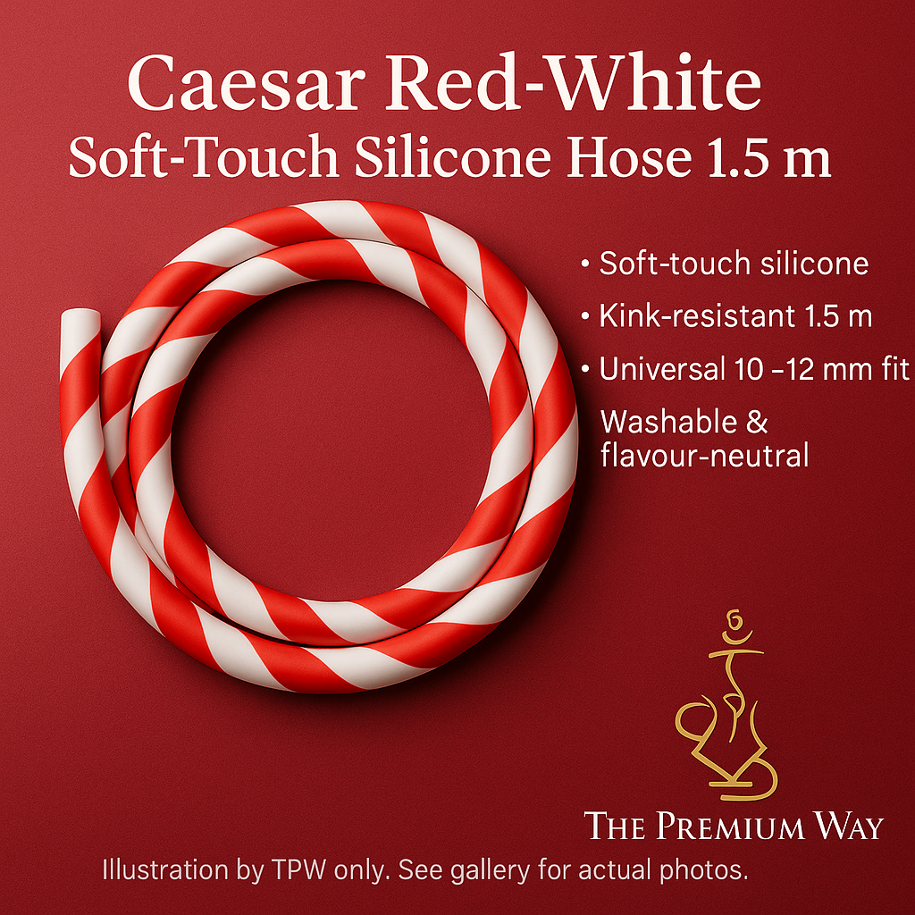 Caesar Red-White Silicone Shisha Hose, image 3 of 6