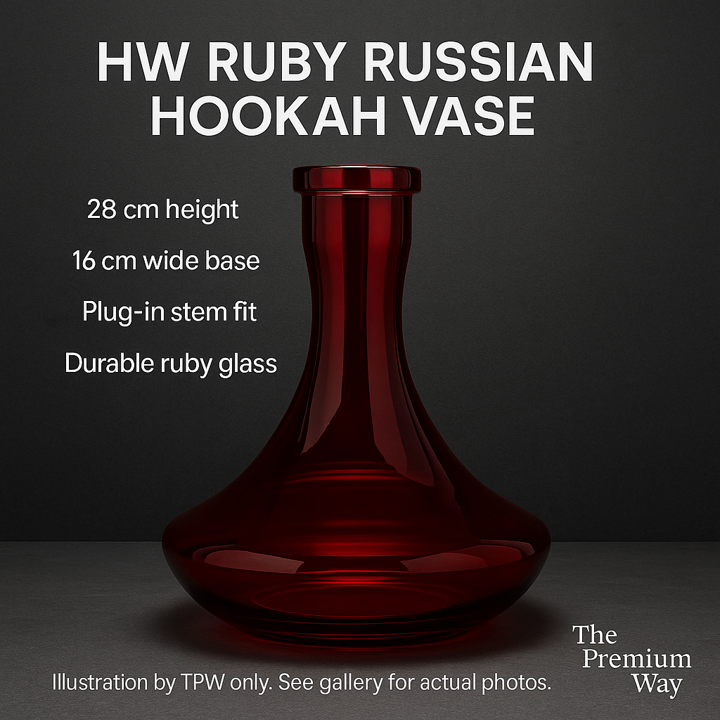HW Russian Hookah Vase – Ruby Glass, 28 cm
