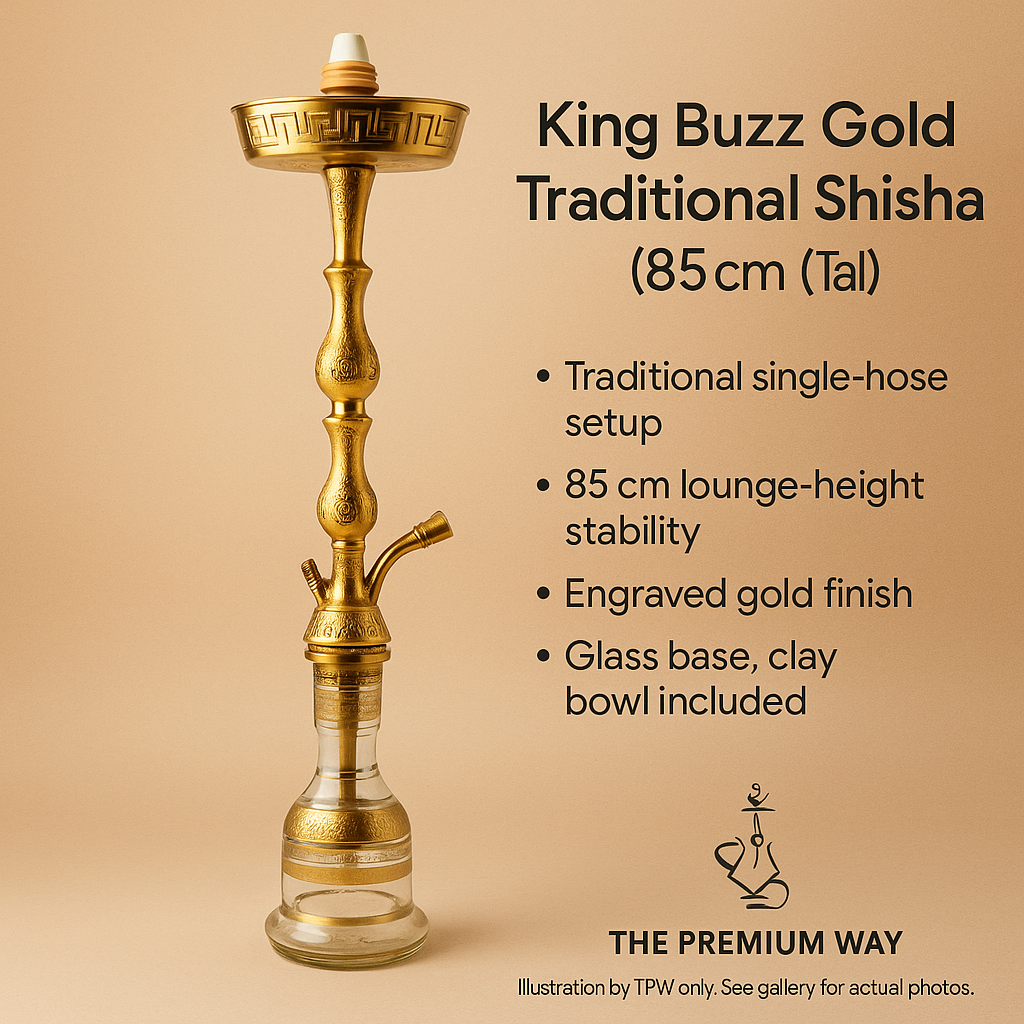 King Buzz Traditional Gold Shisha Pipe 85cm, image 3 of 16