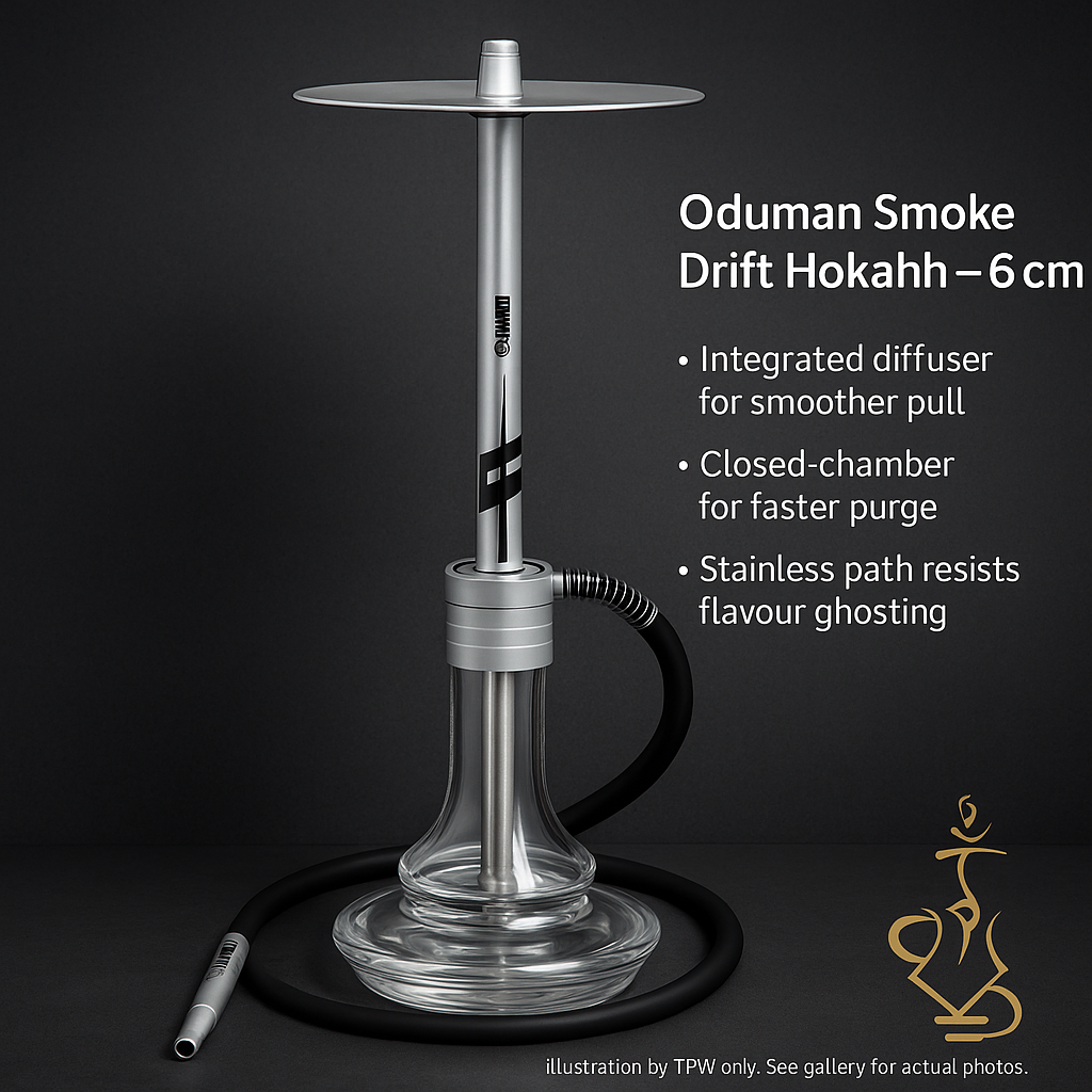 Oduman Smoke Drift Hookah – 60 cm Chrome Glass Shisha