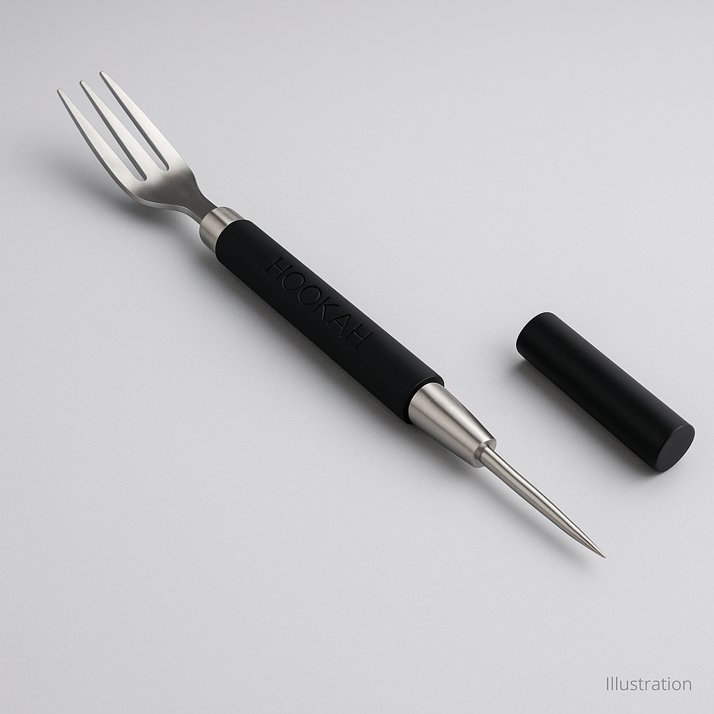 Essentials 2-Ended Hookah Tool — 17 cm stainless poker + fork