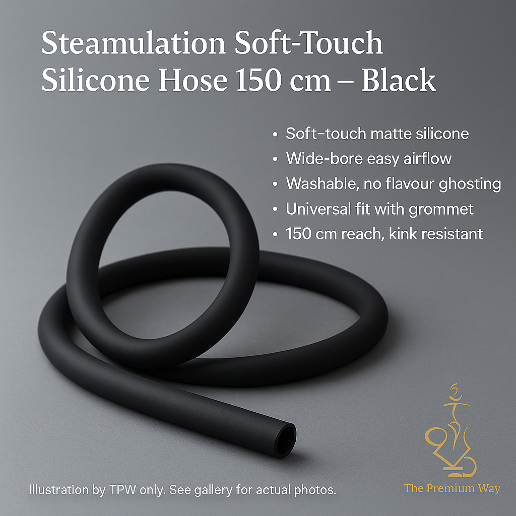 Steamulation Soft-Touch Hose – 150 cm Black, Wide-Bore Flow