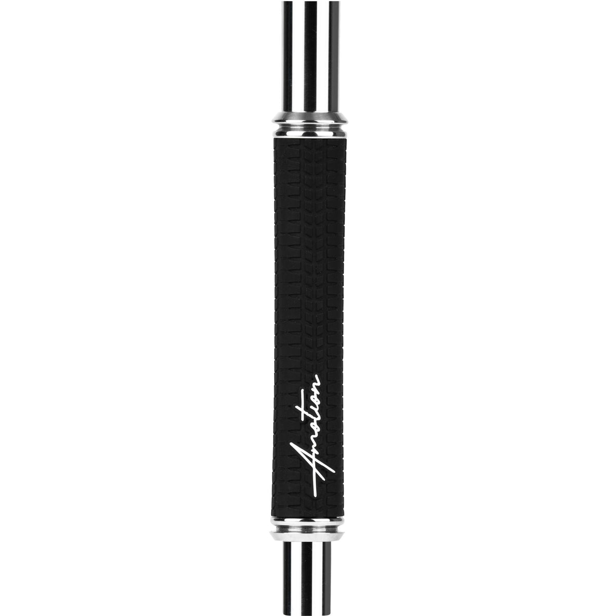 Close-up of the Amotion Valve mouthpiece grip showing the tyre-tread texture and Amotion signature on the AM23-matched handle, image 12 of 12
