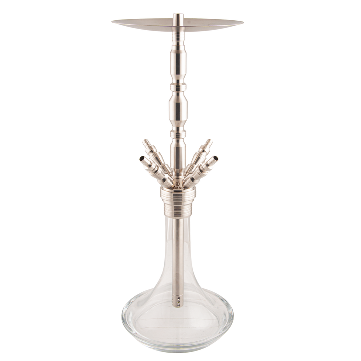 Basha Buzz Quad Sultan 4-hose stainless steel hookah full front view — The Premium Way