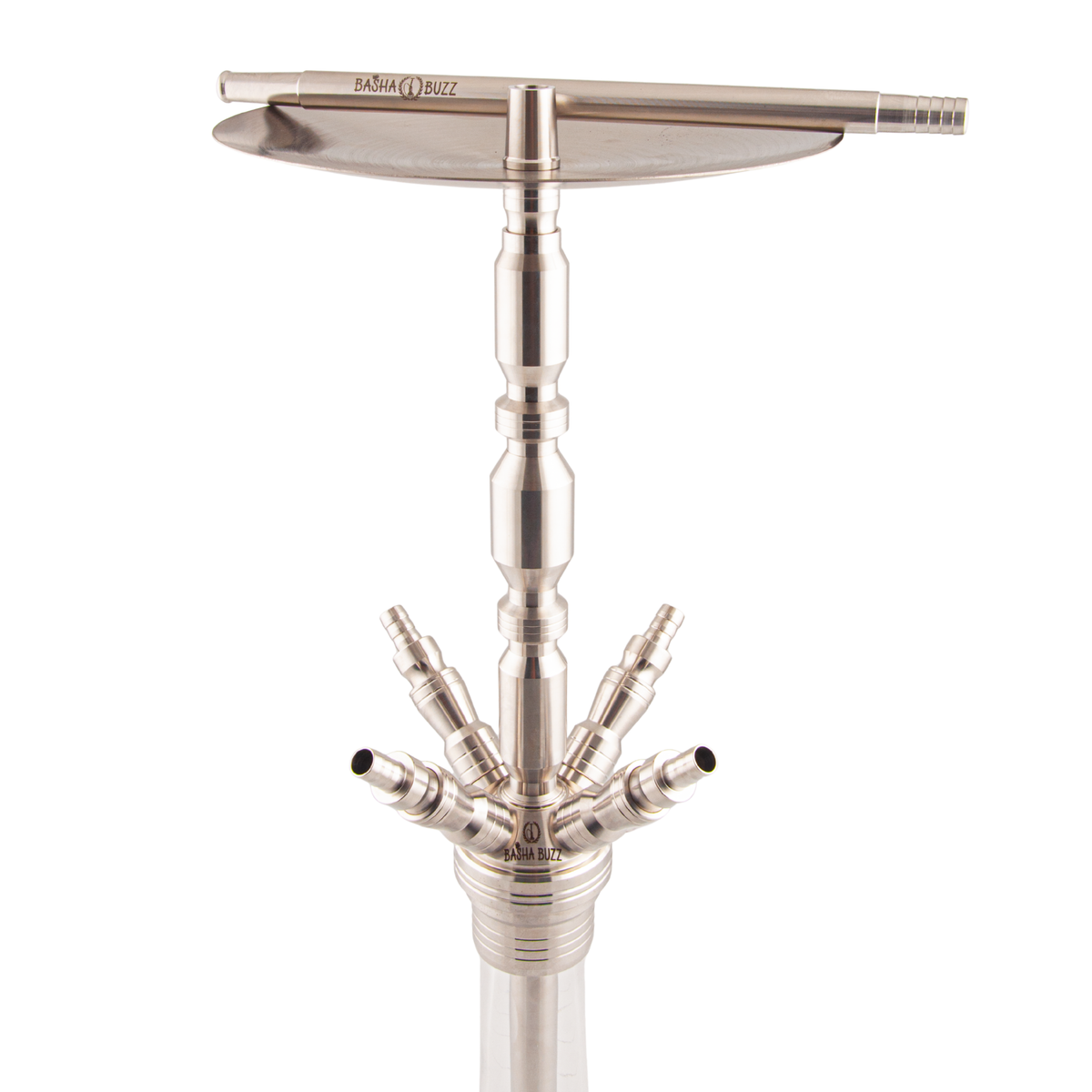 Basha Buzz Quad Sultan hookah four-hose stainless manifold and stem detail — The Premium Way, image 4 of 10