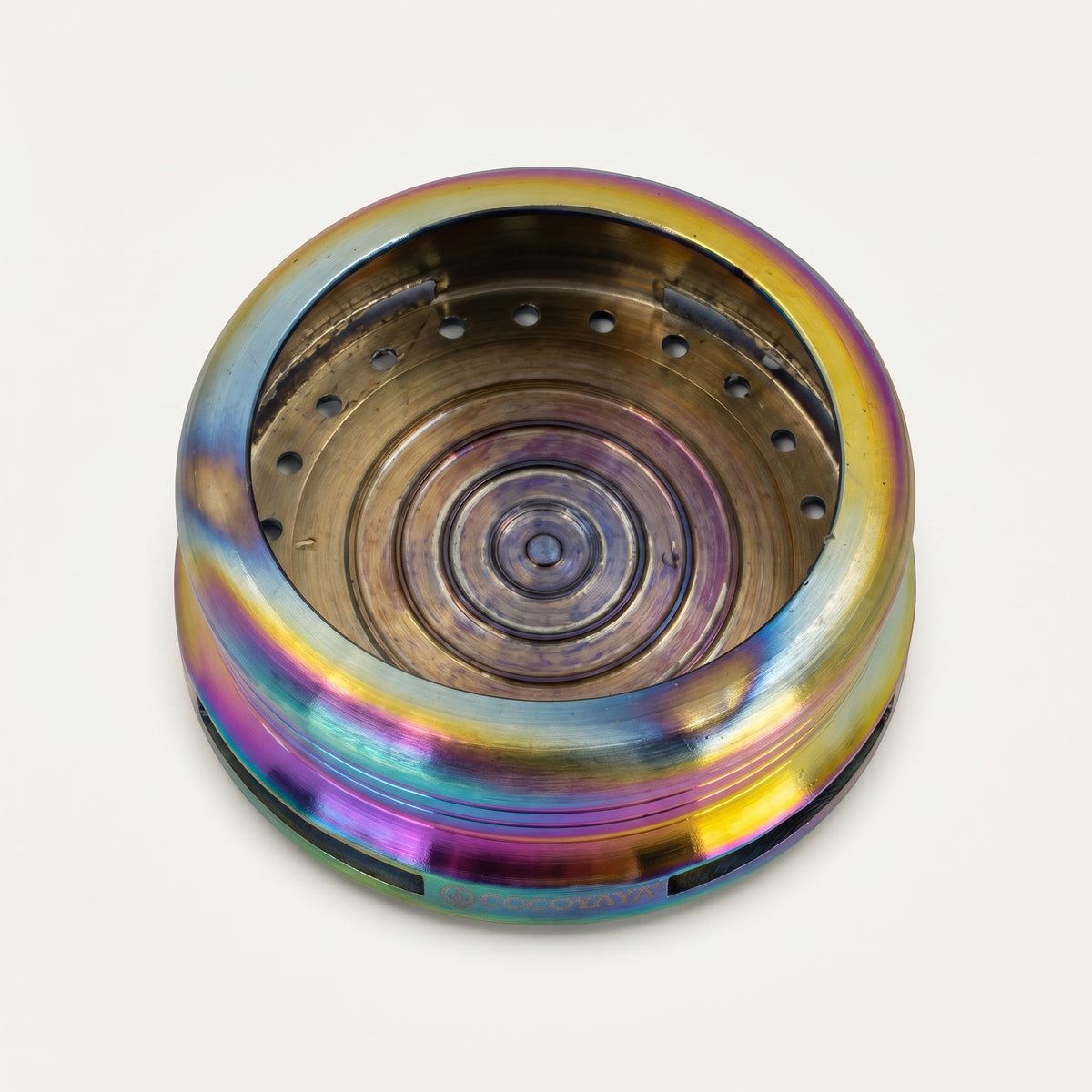 Cocoyaya Pro 5 Rainbow HMD top-down view, heat plate and vent holes visible inside cup, The Premium Way, image 3 of 5