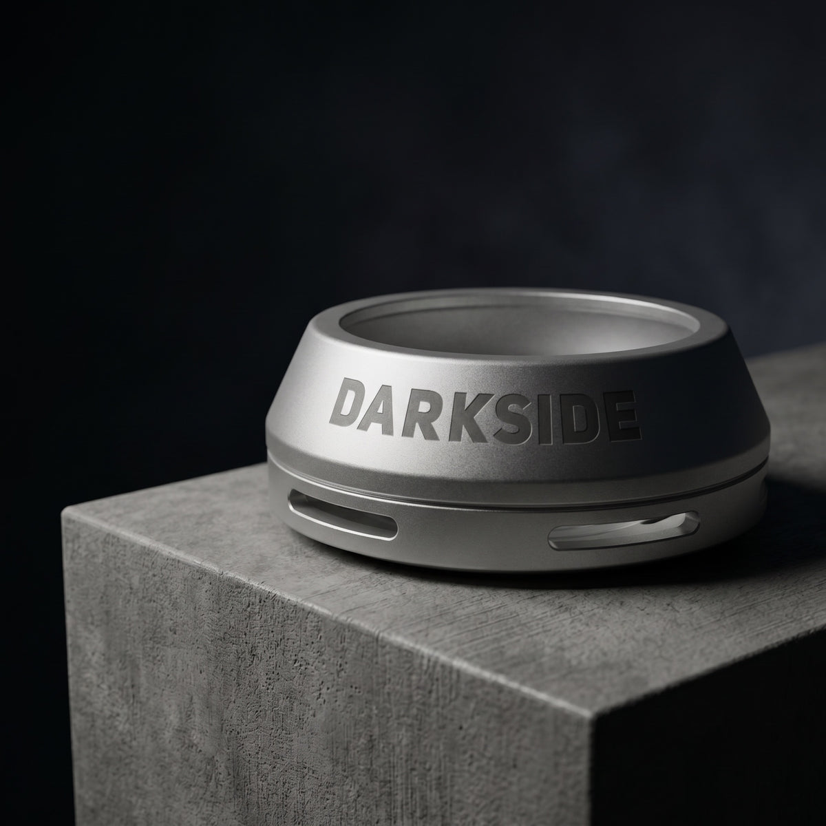 Darkside D-Heater Silver HMD on brushed concrete plinth in modern enthusiast workspace, image 7 of 21