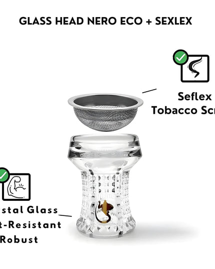 Dschinni Nero Crystal Glass Shisha Head Set with Vulcan Air