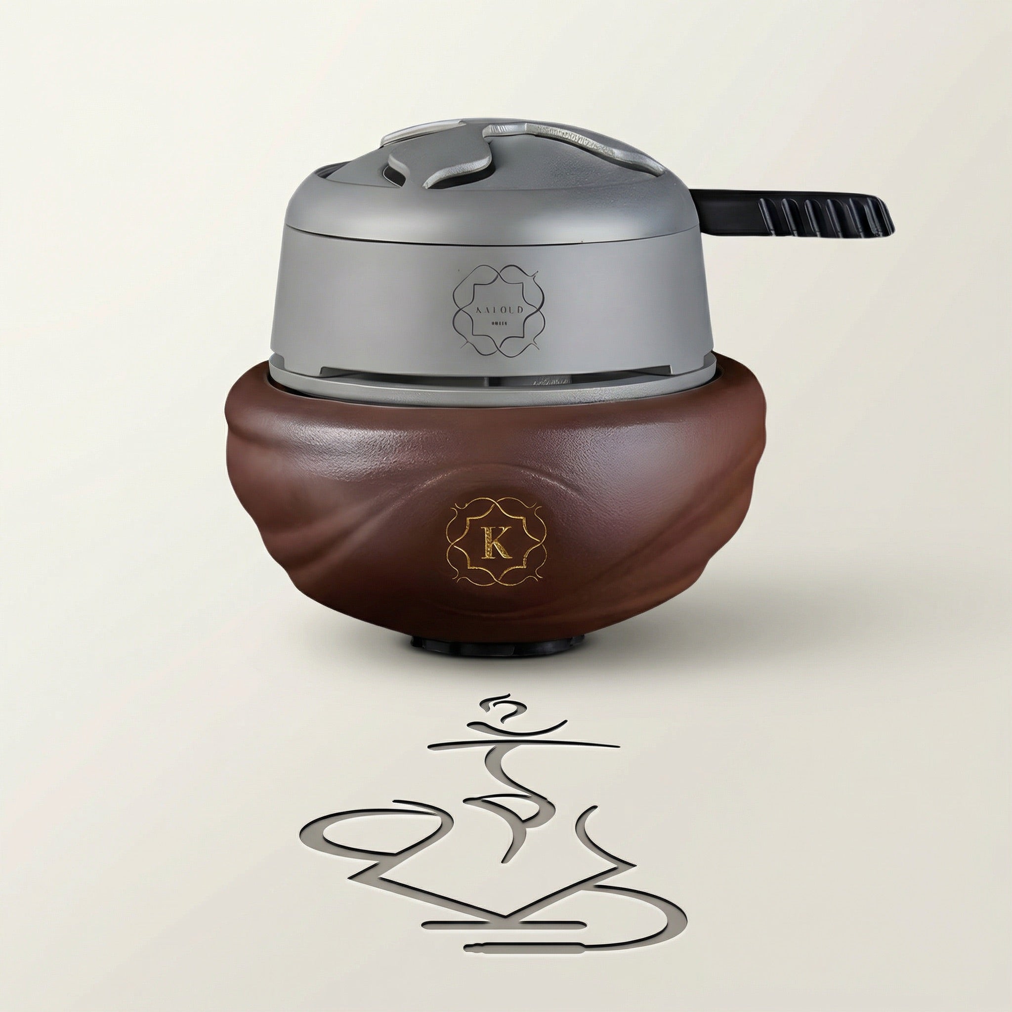 Kaloud Samsaris Kore Qì Short red clay shisha bowl with Lotus I+ heat management device on a warm white studio background