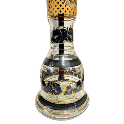 Side view of the Khalil Mamoon Black Shareef Hookah tray, focusing on its wide design and detailed etching.
