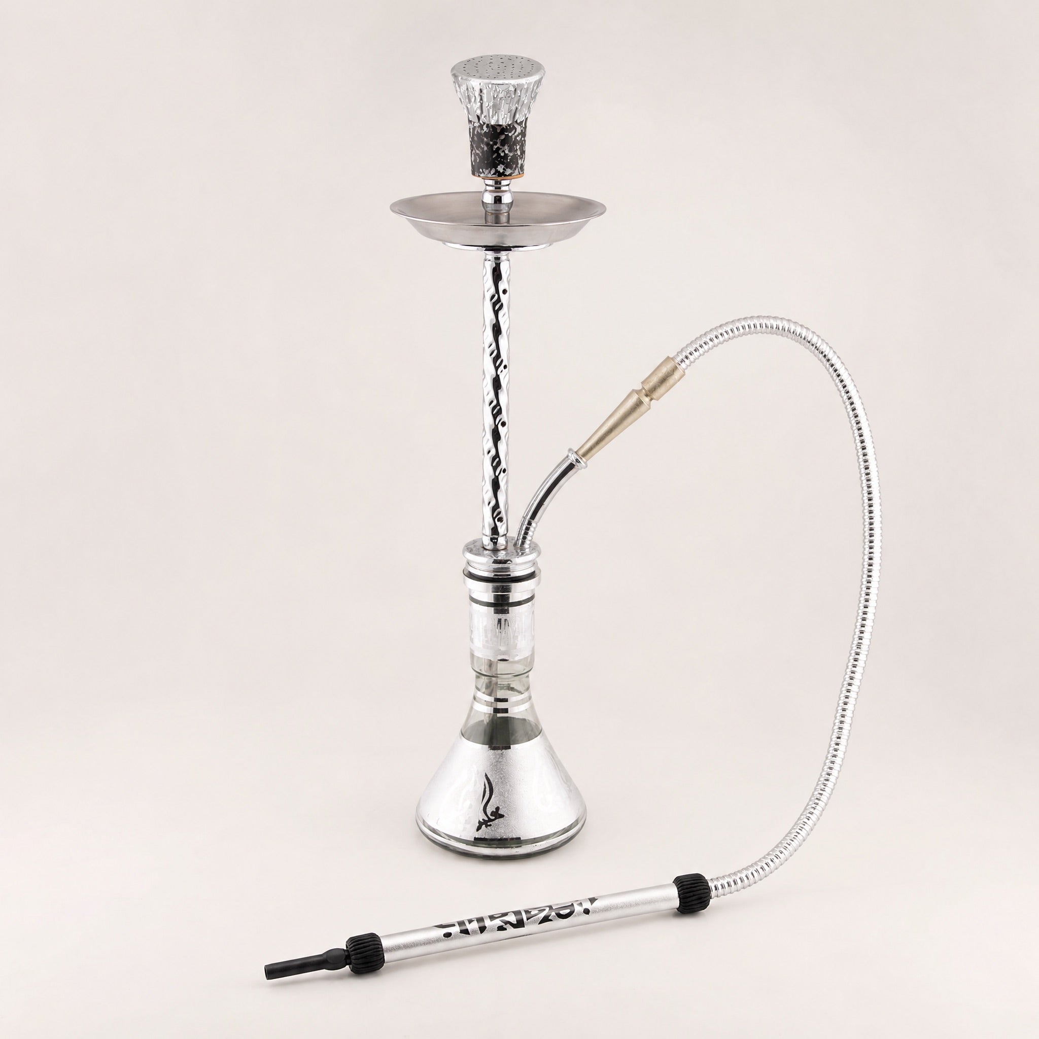 Khalil Mamoon Borg 4351 hookah pipe lit and ready in a contemporary Melbourne apartment at dusk, warm coal glow on bowl