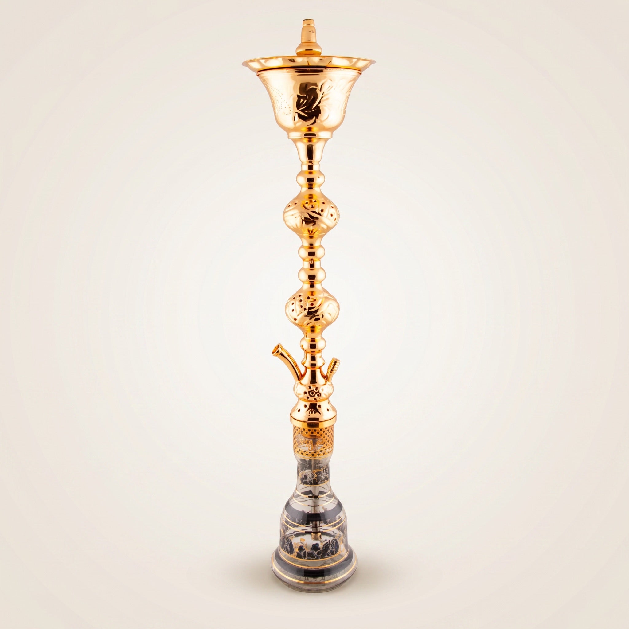 Khalil Mamoon Ice Sharqawi 2 100cm gold 2-level Egyptian shisha pipe, hand-forged Cairo, The Premium Way