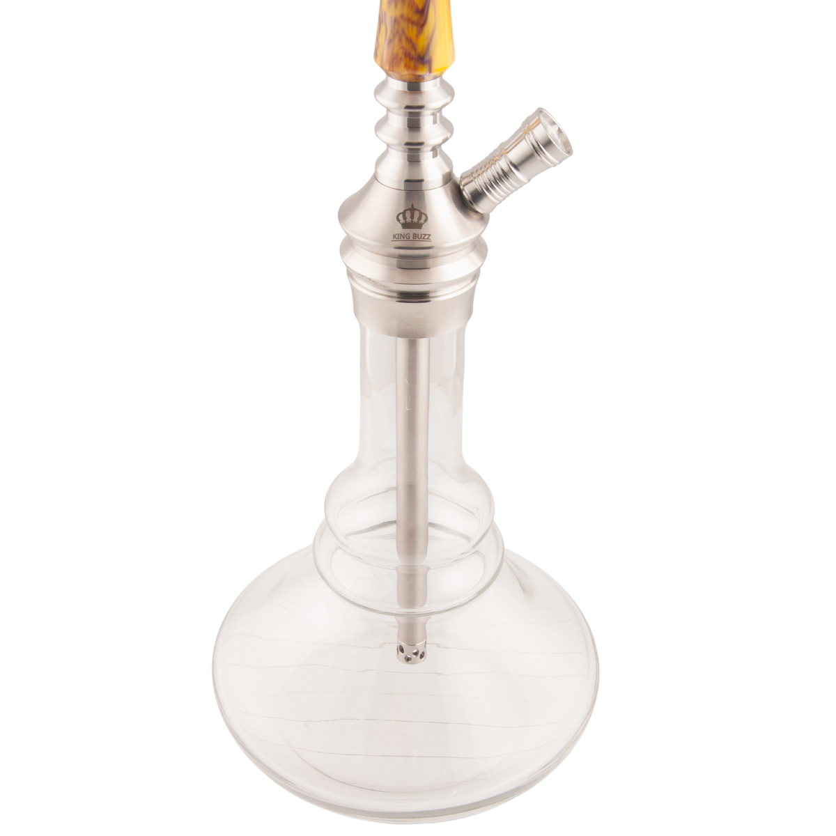 King Buzz Amber Storm hookah glass base with stainless downstem diffuser — The Premium Way, image 11 of 15