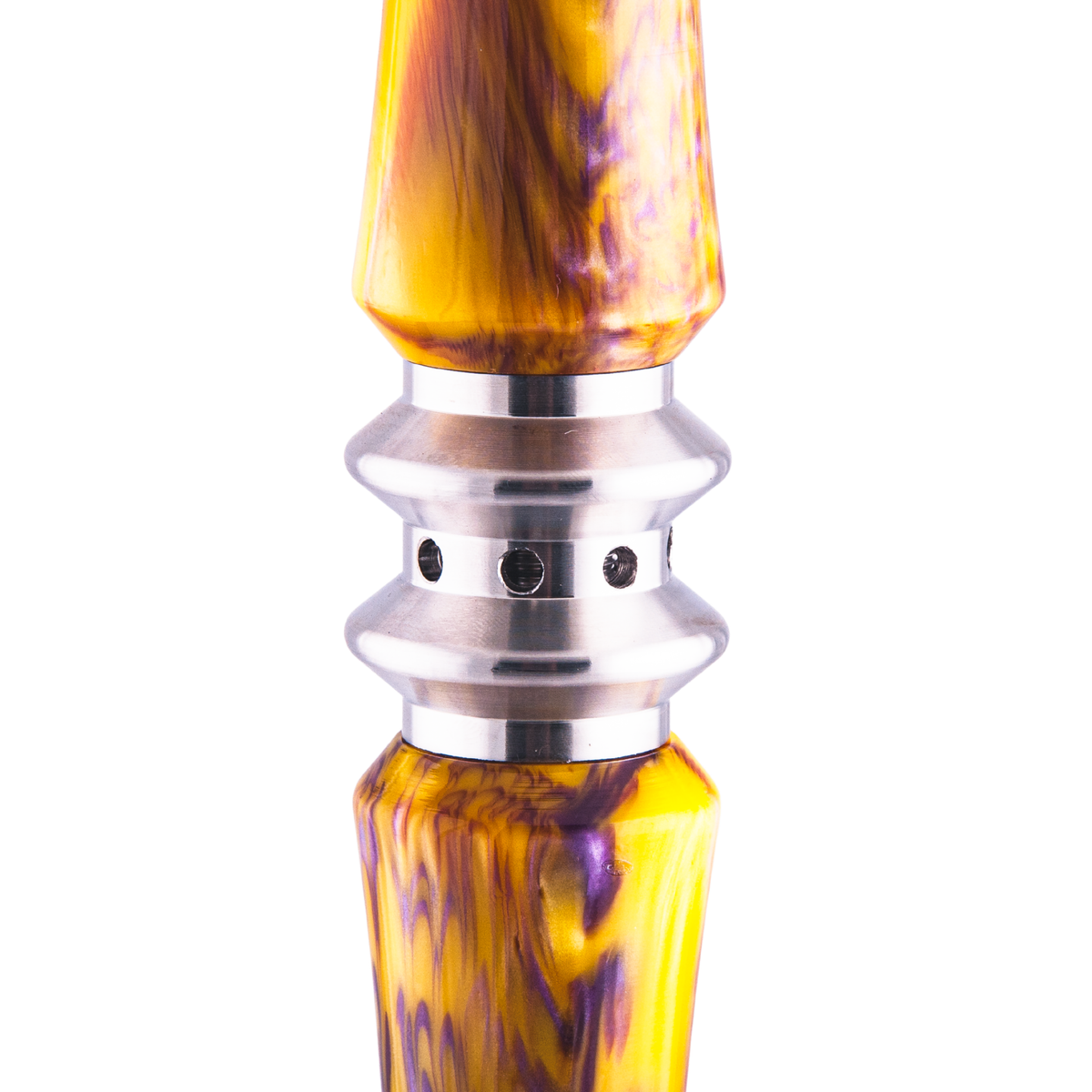 King Buzz Amber Storm hookah stainless connector ring and amber violet acrylic detail — The Premium Way, image 6 of 15