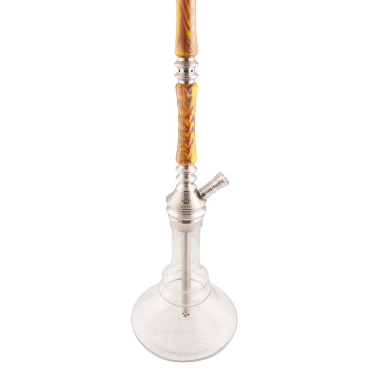 King Buzz Amber Storm hookah upper amber acrylic stem with glass base and hose port — The Premium Way, image 12 of 15