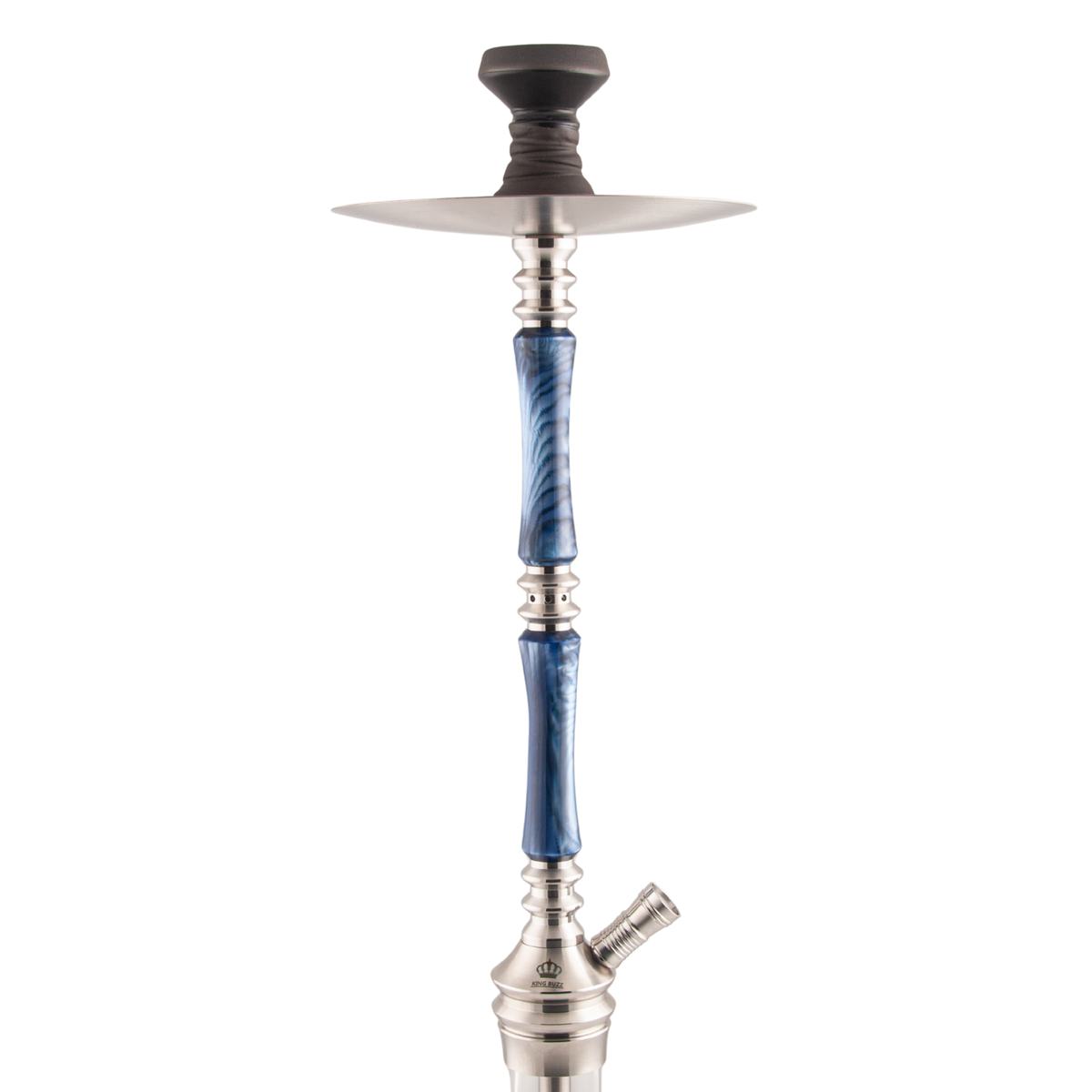King Buzz Sapphire Tide hookah stainless steel tray and cobalt blue stem — The Premium Way, image 5 of 13