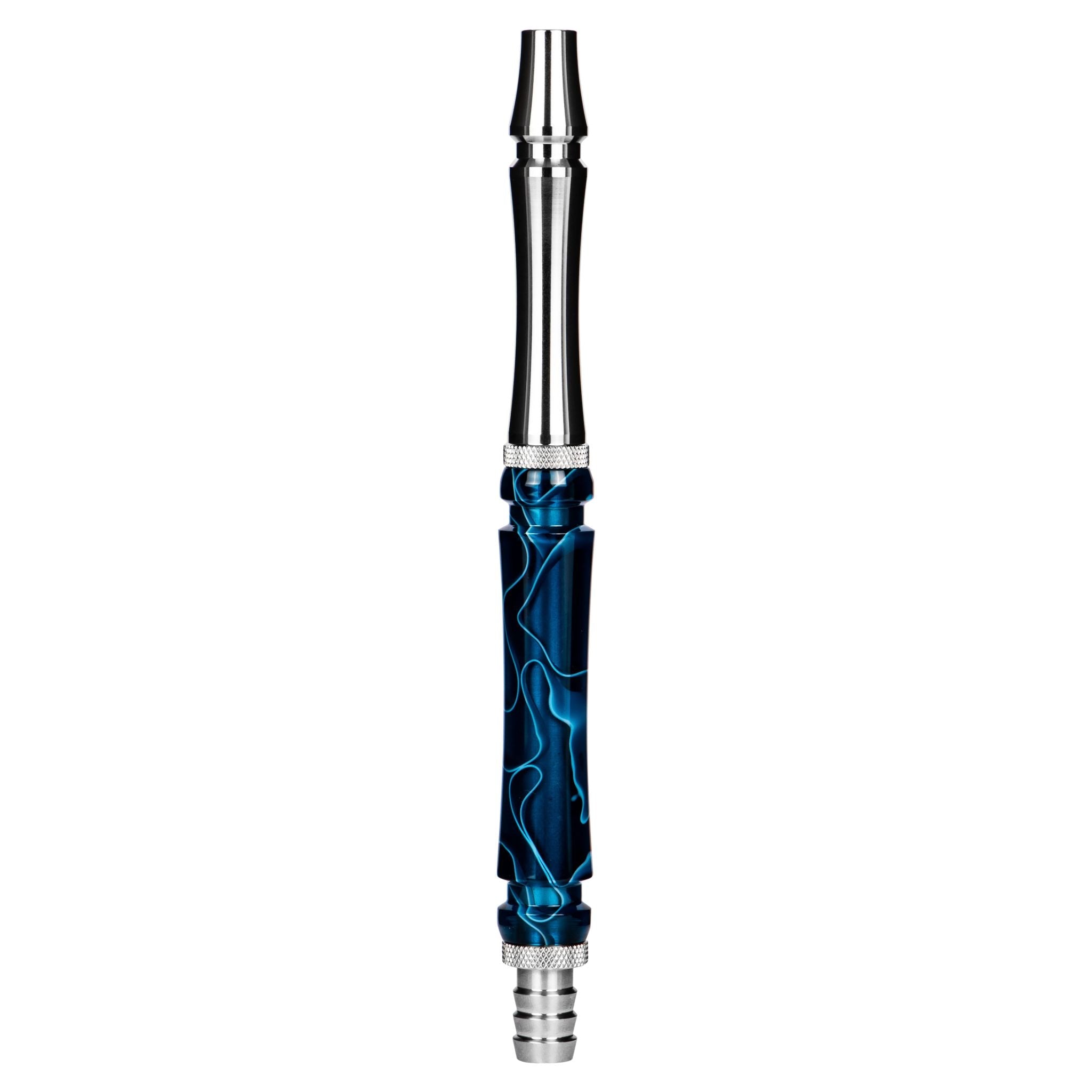 Moze Breeze Two Wavy Blue two-piece stainless steel mouthpiece with matching blue wavy resin sleeve, single-hose shisha component