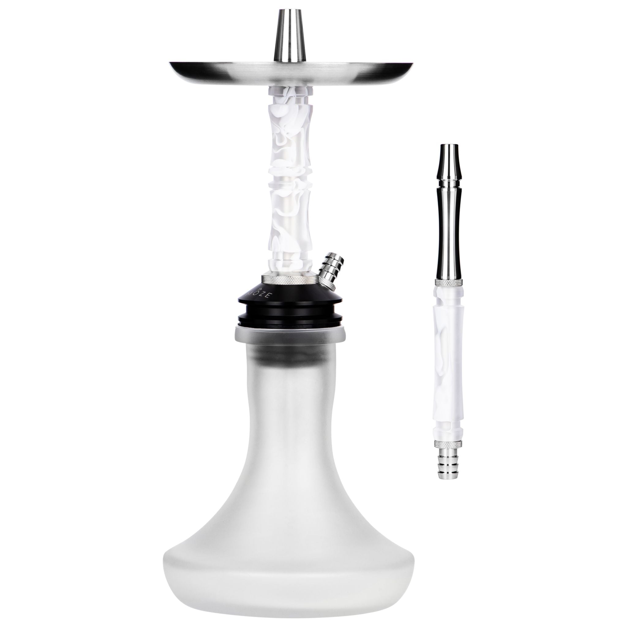 Moze Breeze Two Wavy Frosted shisha, full body with frosted resin stem, frosted glass base, stainless tray and mouthpiece, from The Premium Way