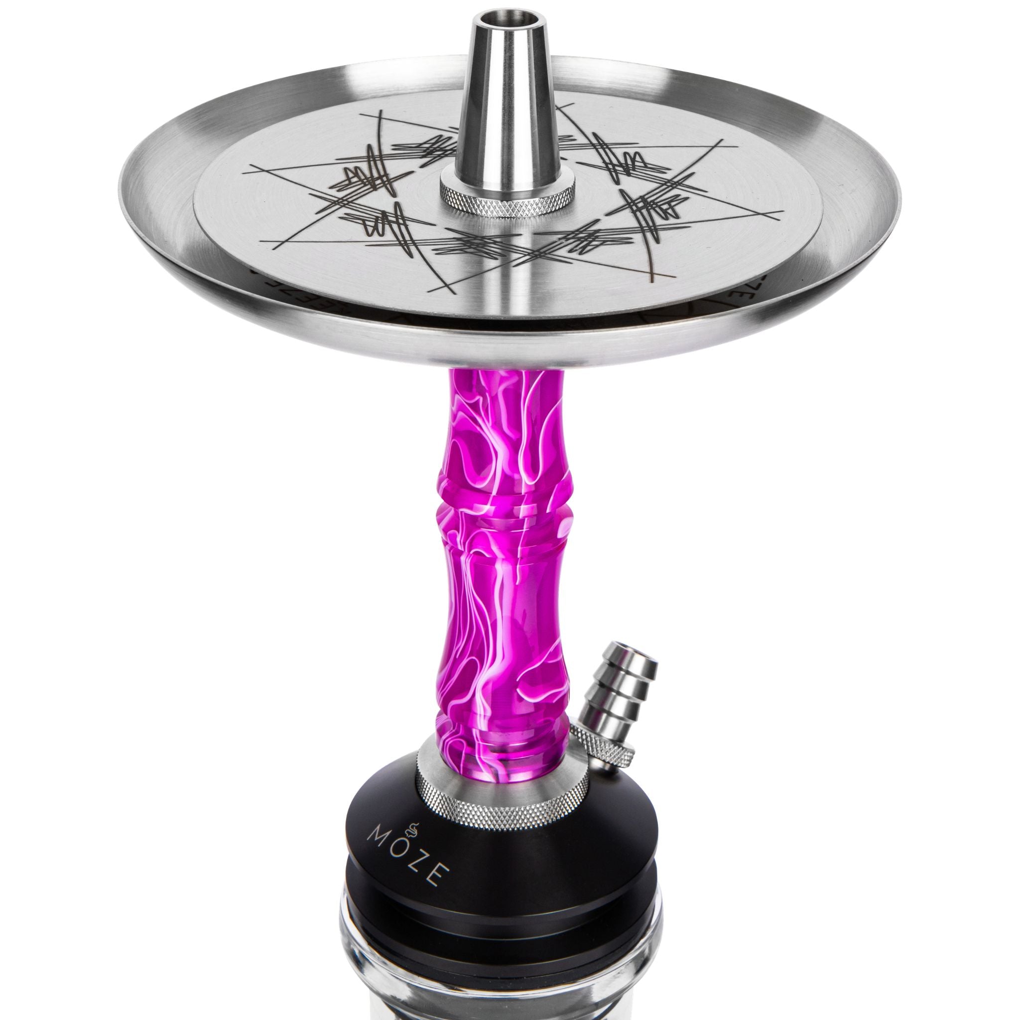 Moze Breeze Two Shisha Wavy Purple – Stainless Steel Tray and Jewel-Tone Resin Stem Detail