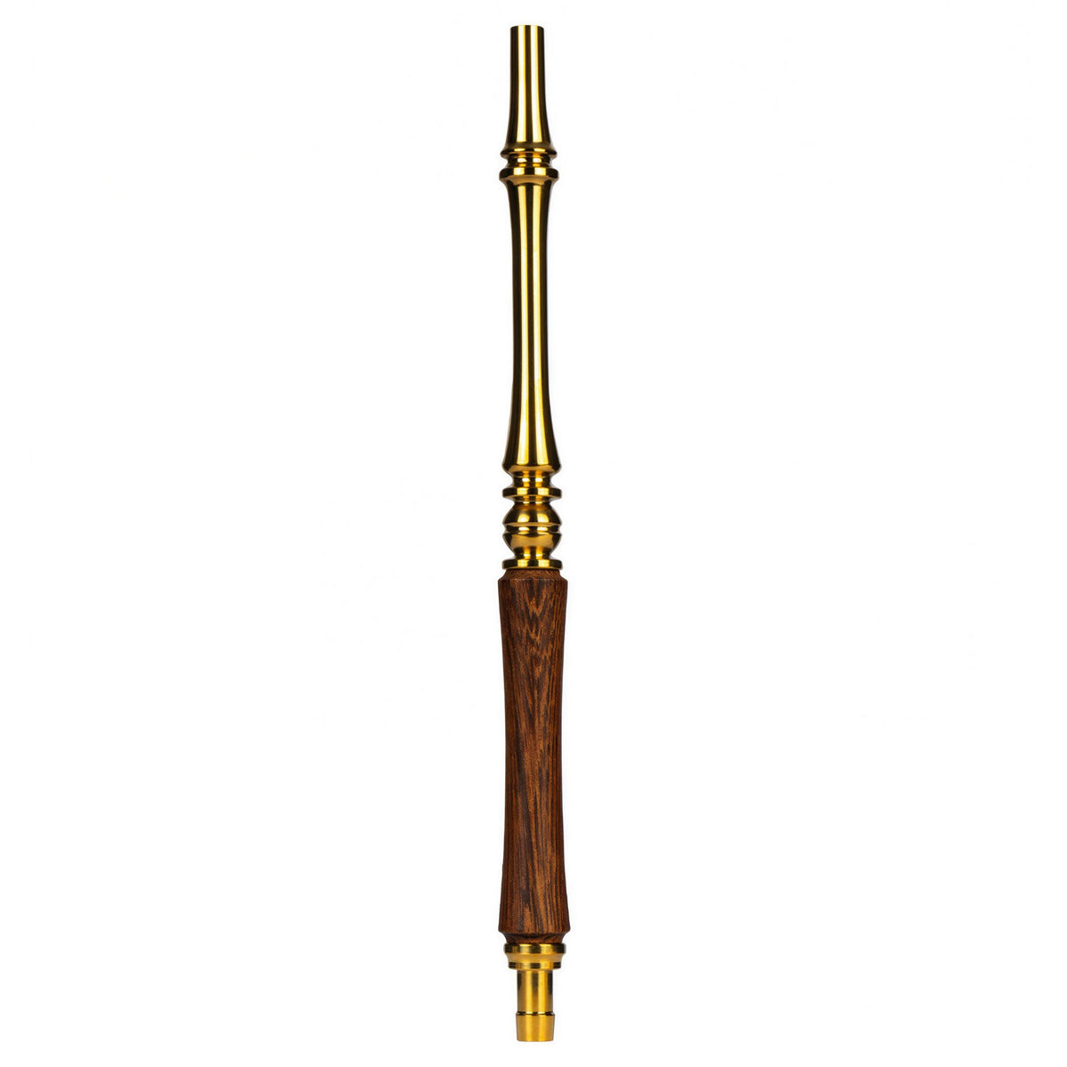 Moze Tradi M Gold shisha mouthpiece, turned wood handle with polished gold-finish fittings, image 7 of 7