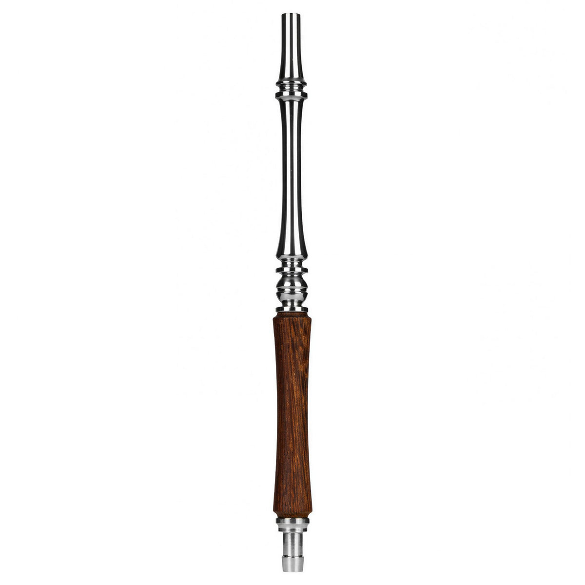 Moze Tradi M Silver shisha mouthpiece, turned wood handle with polished chrome fittings, image 4 of 7