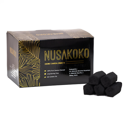 Nusakoko Hookah Charcoal Briquettes Pack - Pure Coconut Charcoal for Premium Shisha Sessions by The Premium Way