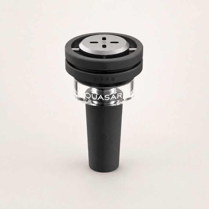Quasar Petit Raas 2 compact foil-free thermal shisha bowl in matte black, assembled front view
