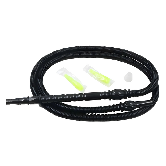 Premium black disposable hookah hose set with mouth tips from The Premium Way for an exclusive shisha experience.