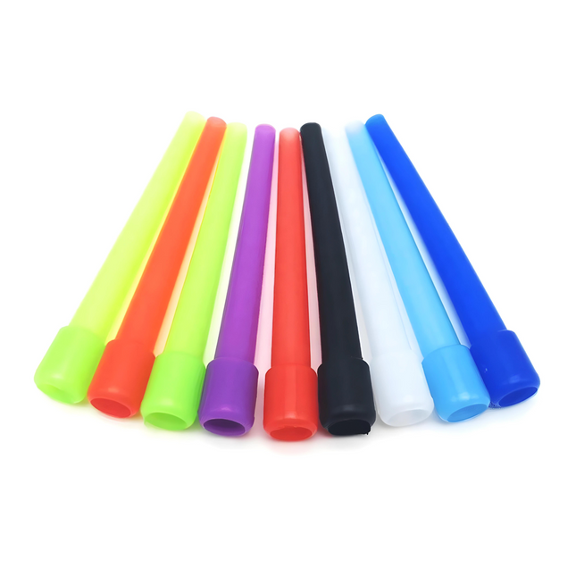 Assorted colors of The Premium Way vibrant shisha mouthpieces in a variety pack for hookah enthusiasts
