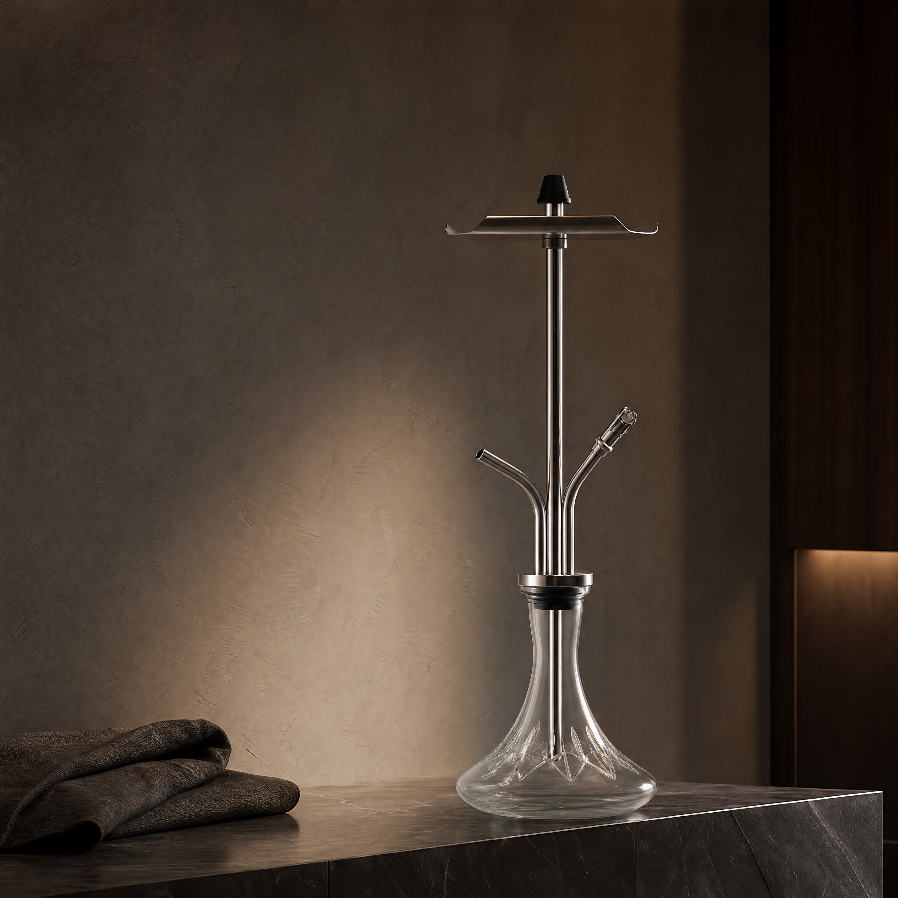 VZ Hookah Classic at rest in considered modern home interior, premium Russian shisha pipe by The Premium Way.